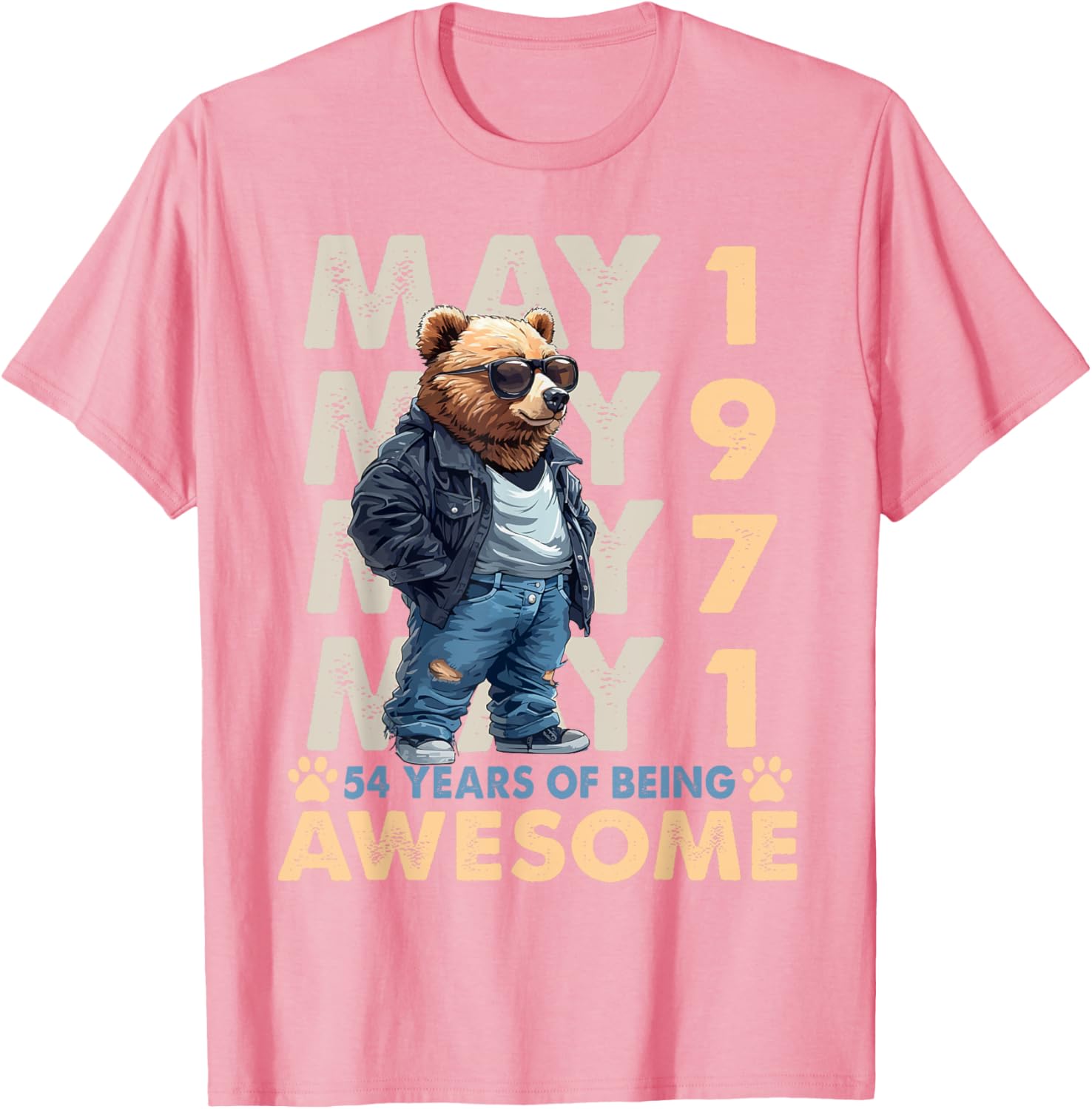 54th Birthday Bear Legends May 1971 T-Shirt for Men - Fun Gift Idea - 2