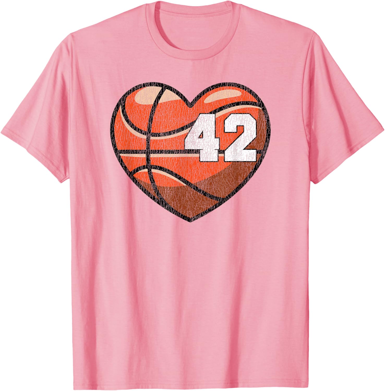 Distressed Heart Design Basketball Number 42 T-Shirt for Fans - 3