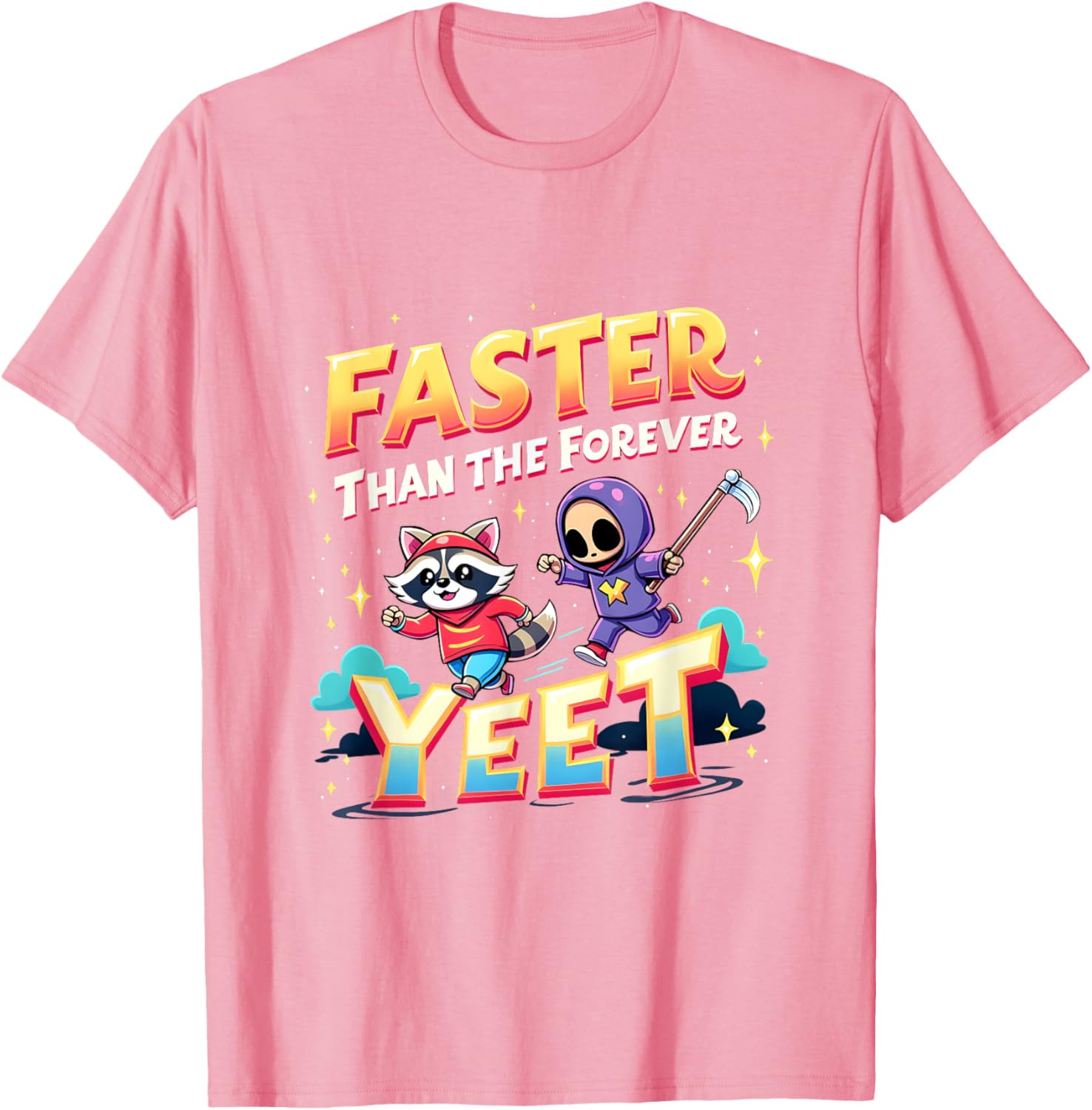 Faster Than The Forever Yeet Funny Raccoon Sloth T-Shirt for Fun Lovers - 11