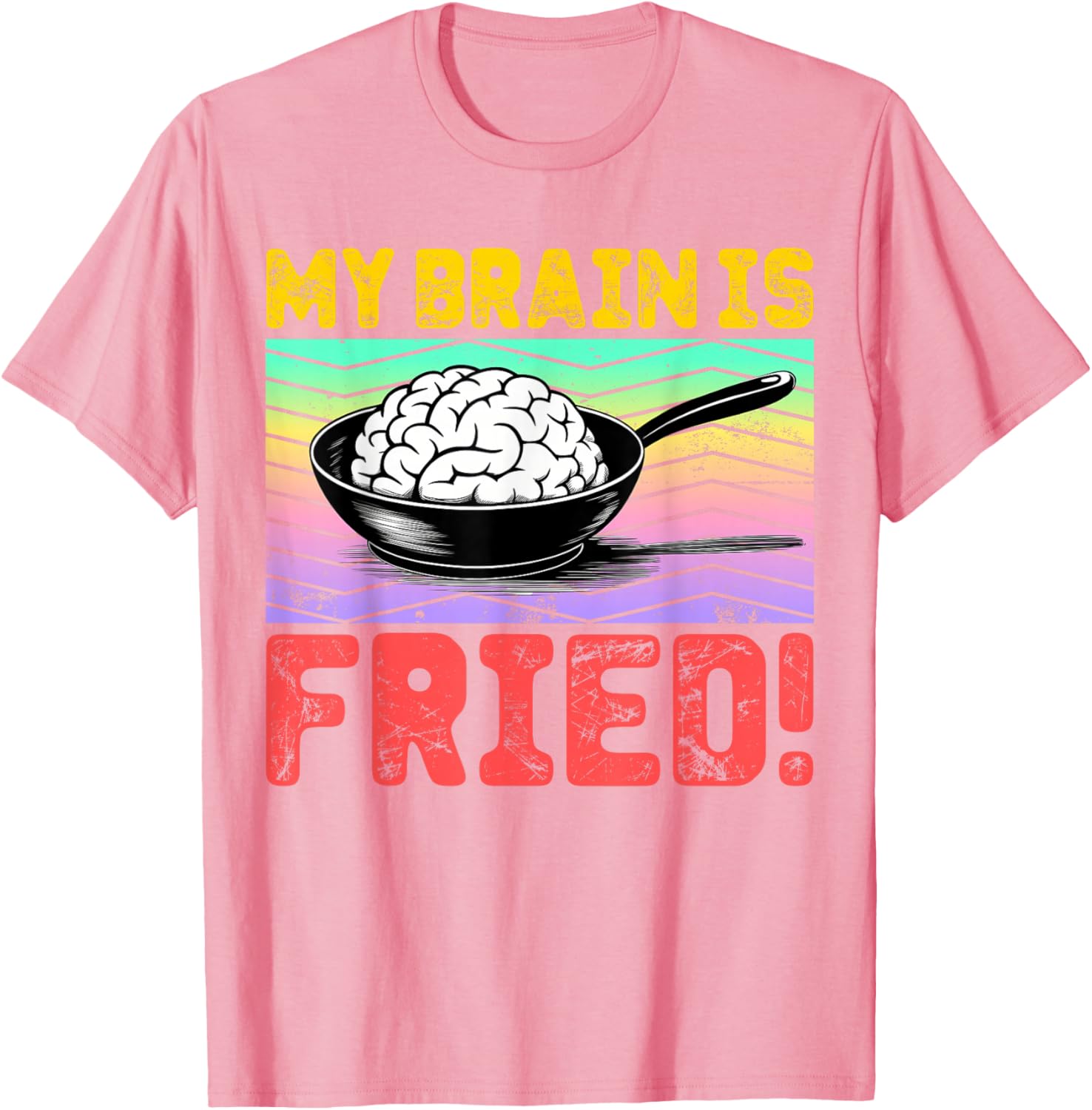 Cartoon Brain Fried Stress Relief T-Shirt for Fun and Relaxation - 19