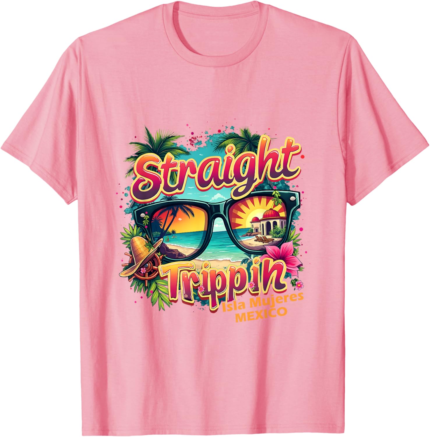 Isla Mujeres 2025 Retro Straight Trippin T-Shirt for Vacation Fun - 22