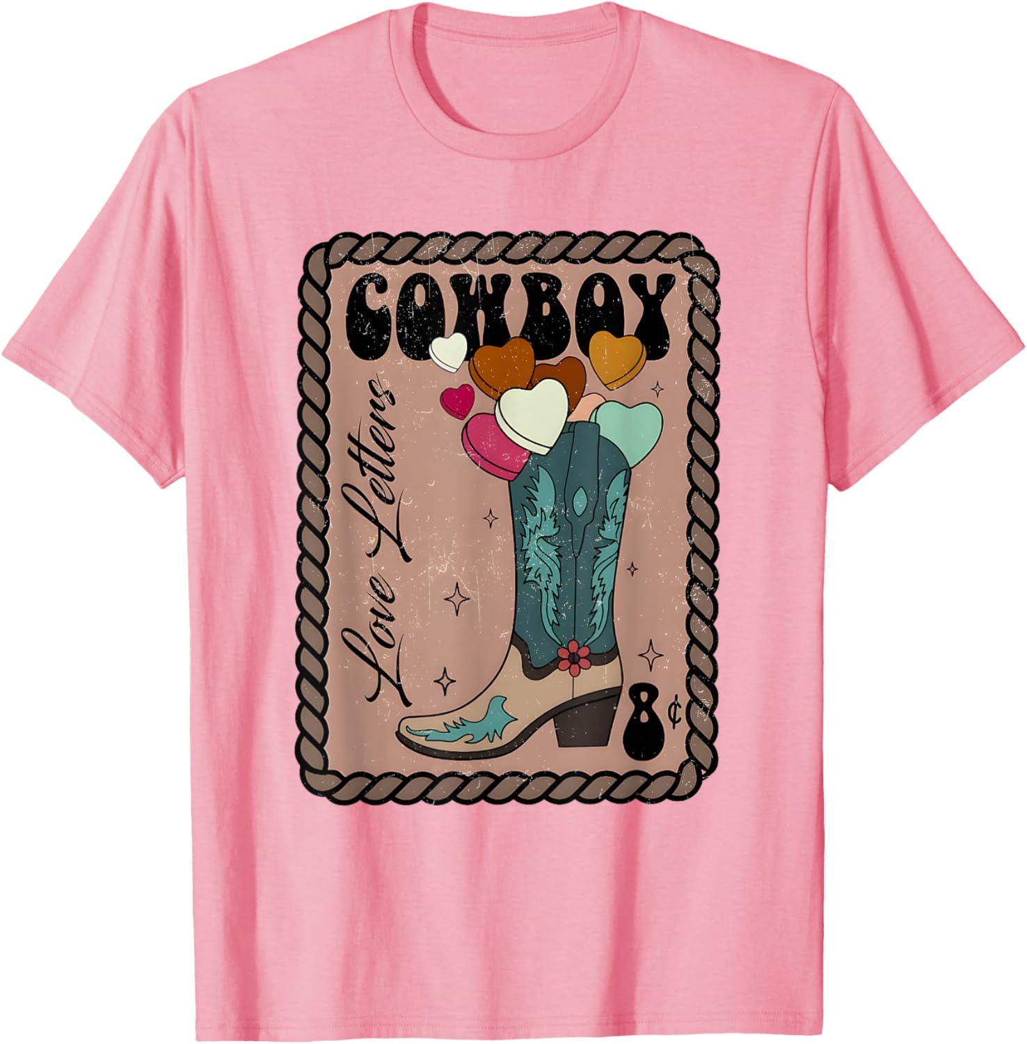Cute Cowboy Love Letter Retro Valentine T-Shirt for Western Lovers - 3
