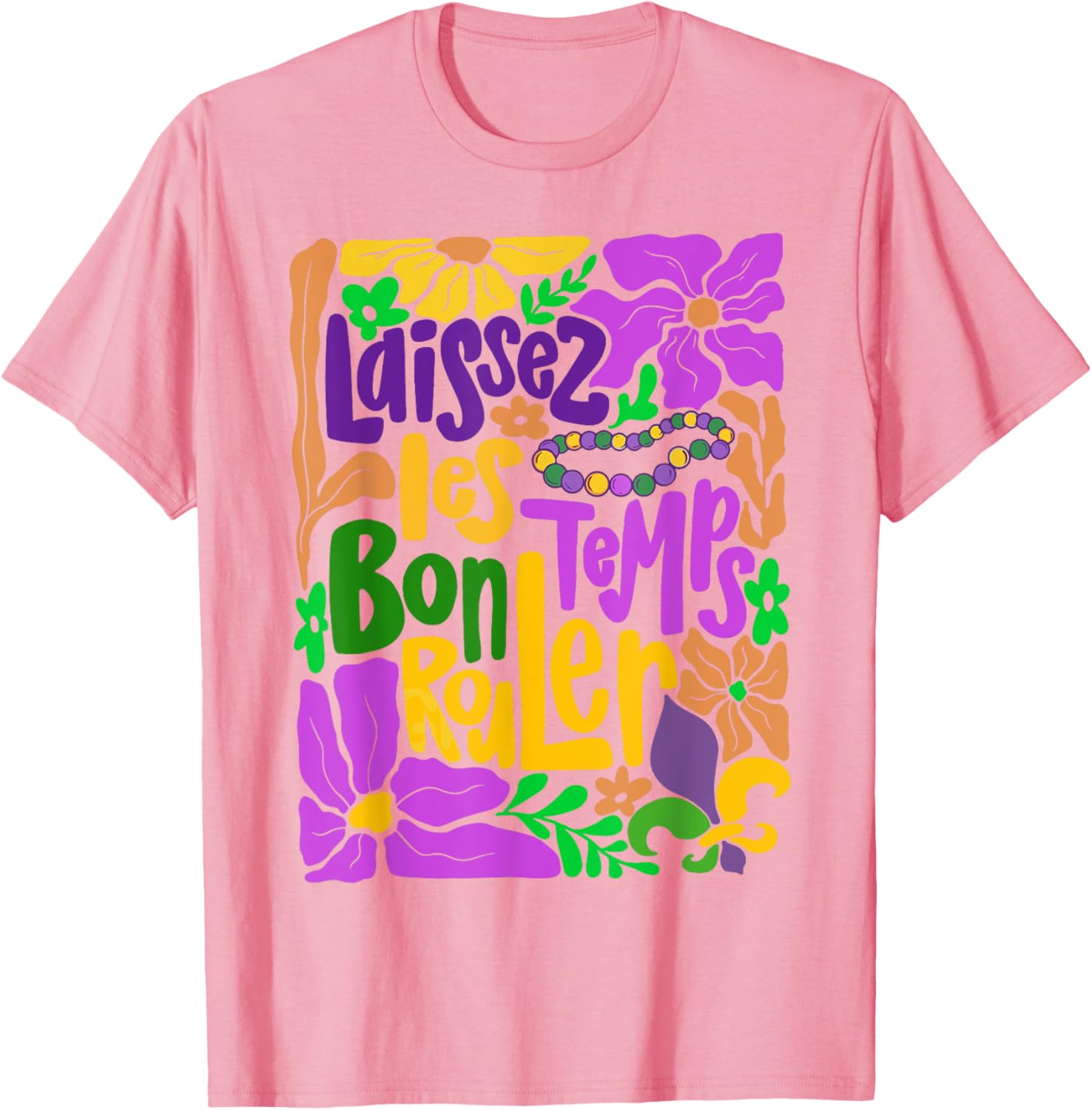 Laissez Les Bon Temps Rouler Mardi Gras Boho Floral T-Shirt for Fun Celebrations - 14