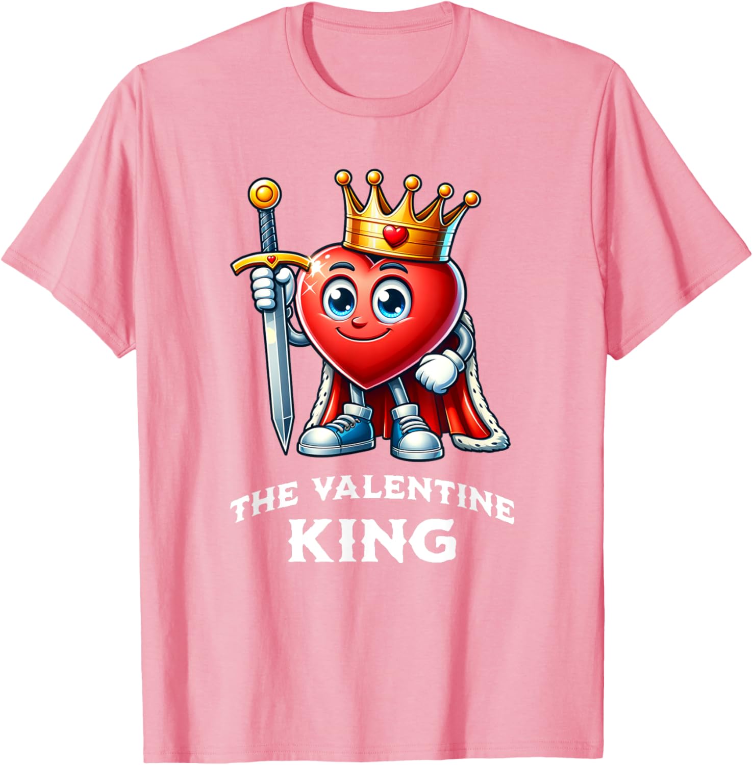 Funny Valentine's Day King Heart Graphic T-Shirt for Men and Boys - 6