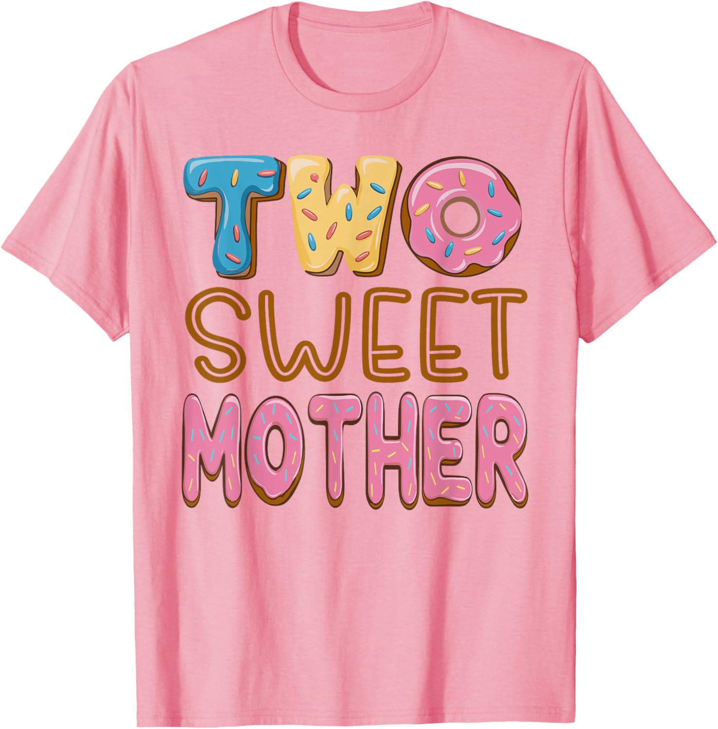 Cute Mom of Two Sweet Donut Birthday Girl T-Shirt for 2nd Birthday Celebration - 1