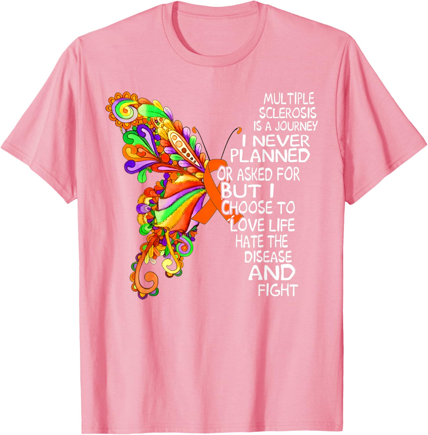 Butterfly Ribbon MS Warrior T-Shirt for Multiple Sclerosis Awareness - 17