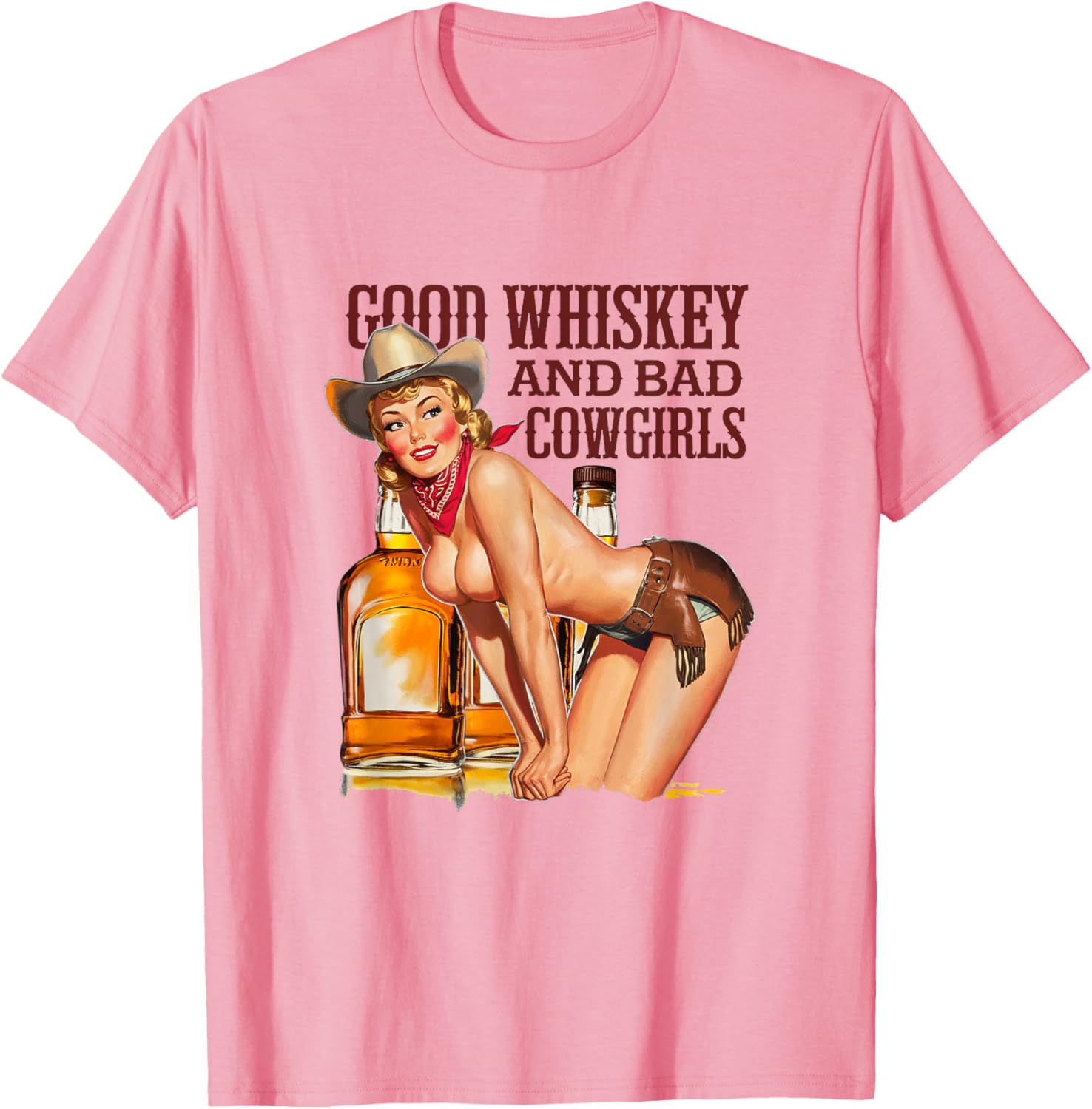 Funny Vintage Good Whiskey and Bad Cowgirls T-Shirt for Alcohol Lovers - 2