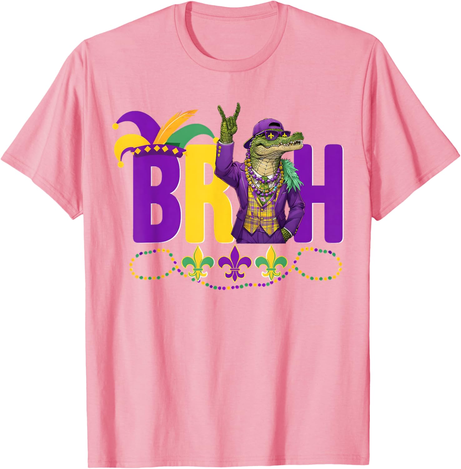 Bruh Mardi Gras Alligator Funny Meme T-Shirt for Boys and Teens - 17