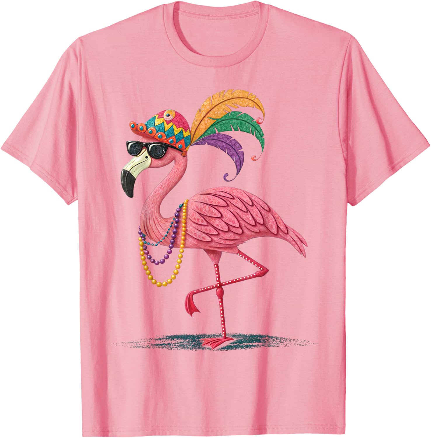 Funny Mardi Gras Flamingo Carnival Party T-Shirt for Fun Celebrations - 13