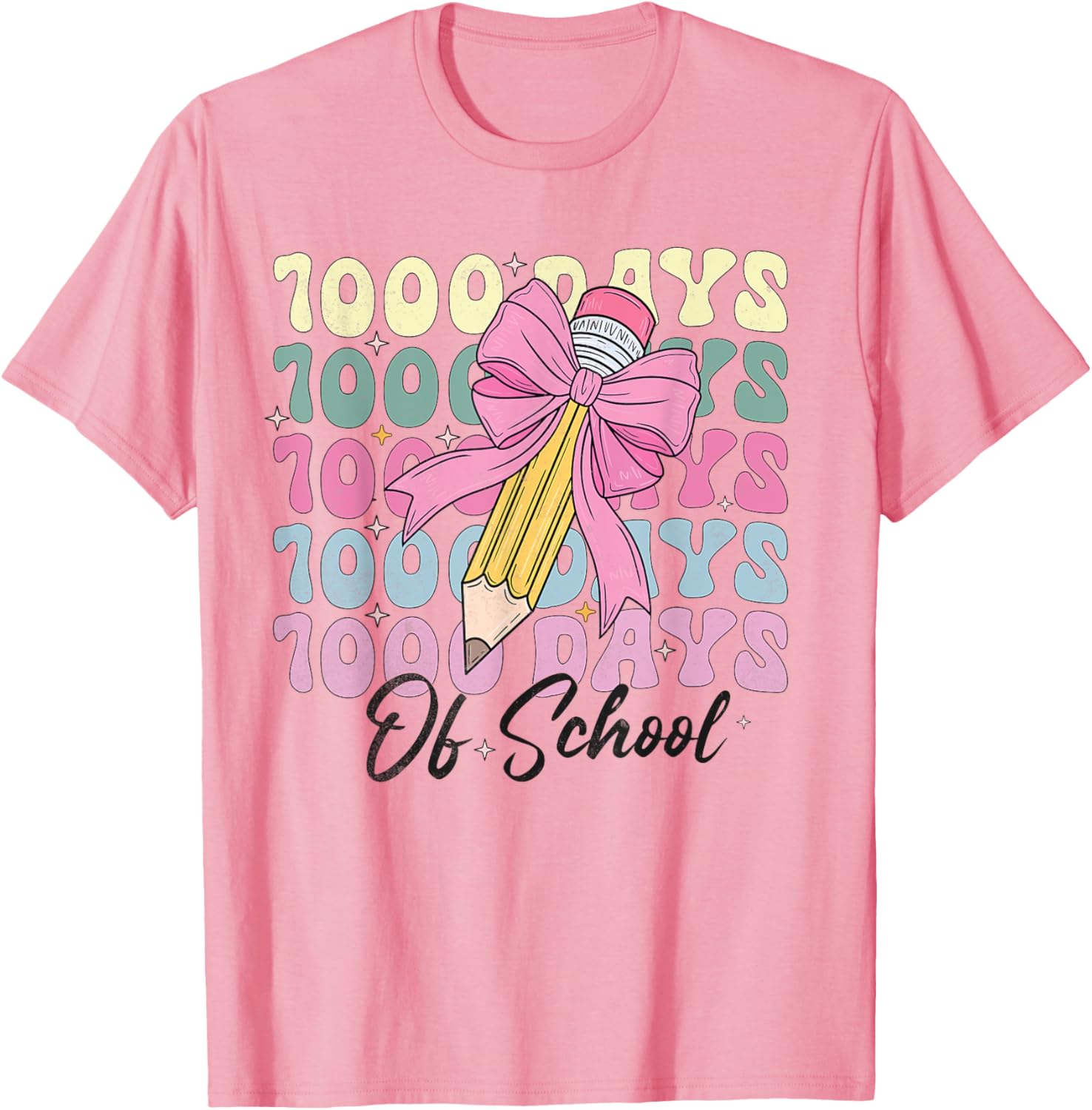 1000 Days of School Girls Coquette Bow T-Shirt for Celebration Fun - 14