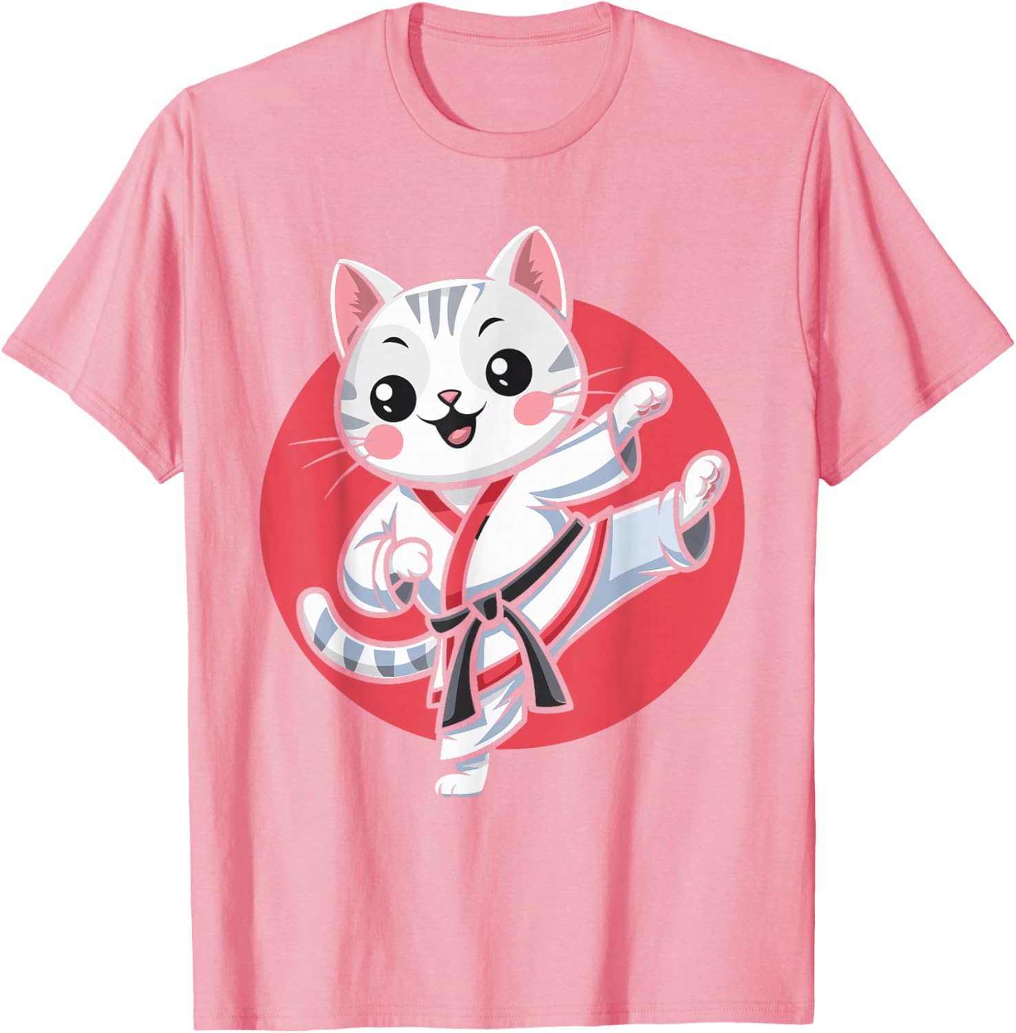Kawaii Japanese Cat Karate Jiu Jitsu T-Shirt for Women and Kids - 3