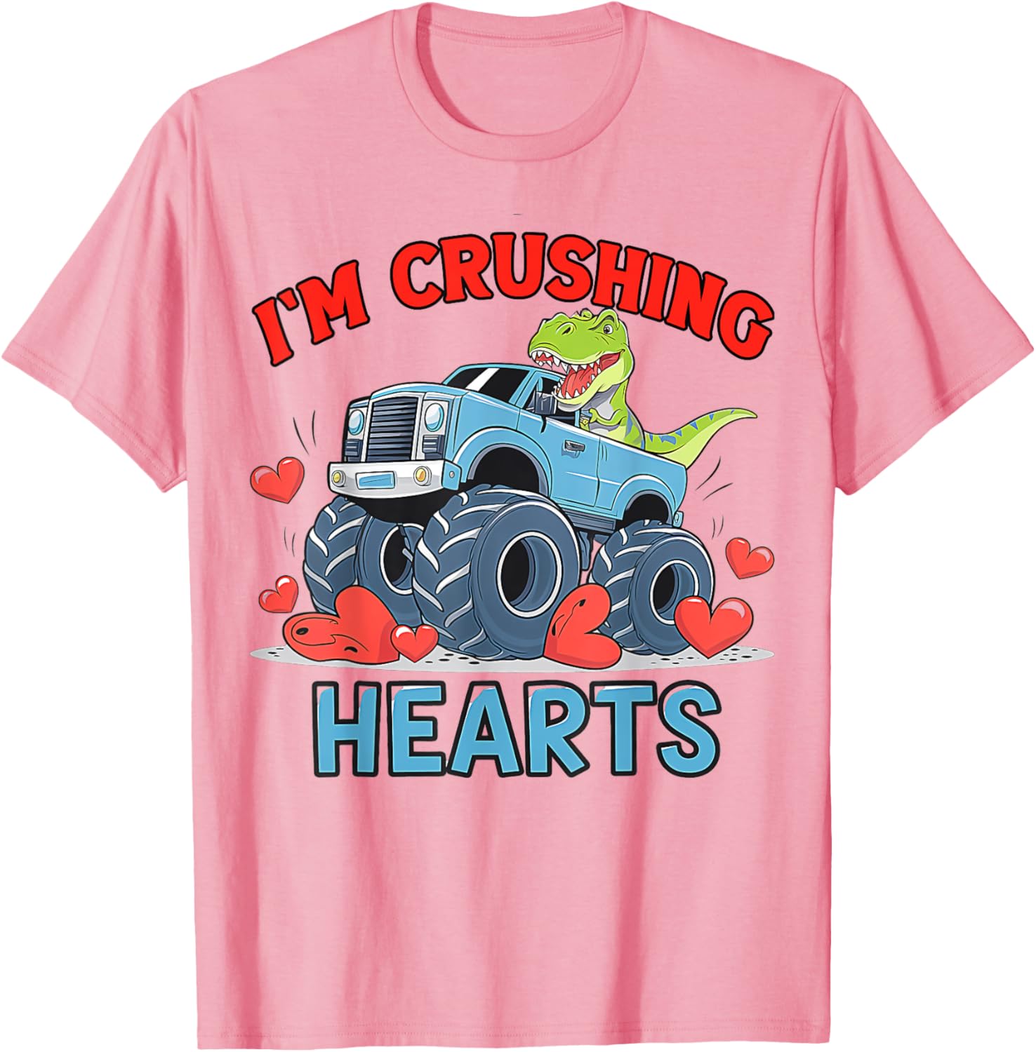 Hearts Crusher Monster Truck Valentine's Day T-Shirt for Kids and Adults - 16