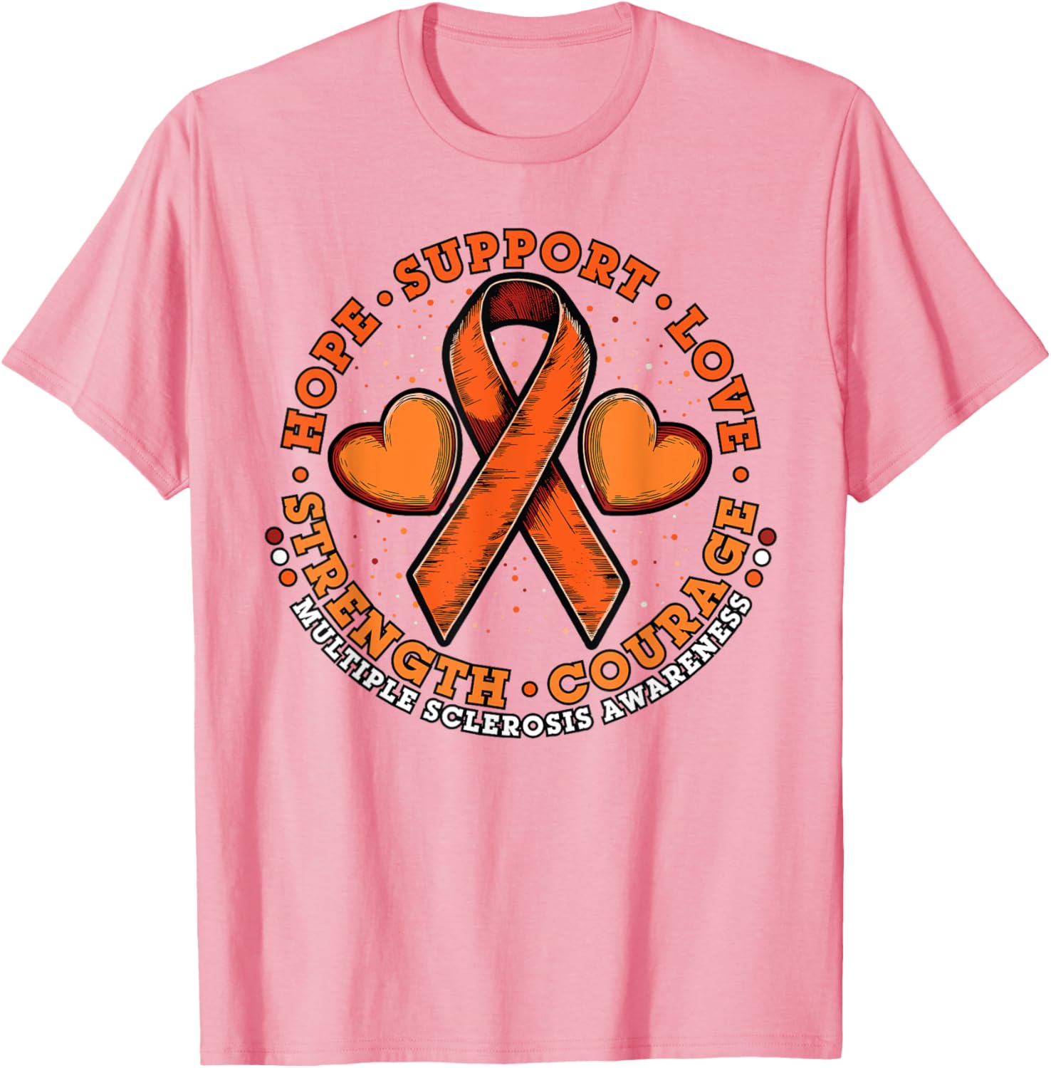 Orange Ribbon Multiple Sclerosis Awareness T-Shirt for Hope and Support - 5