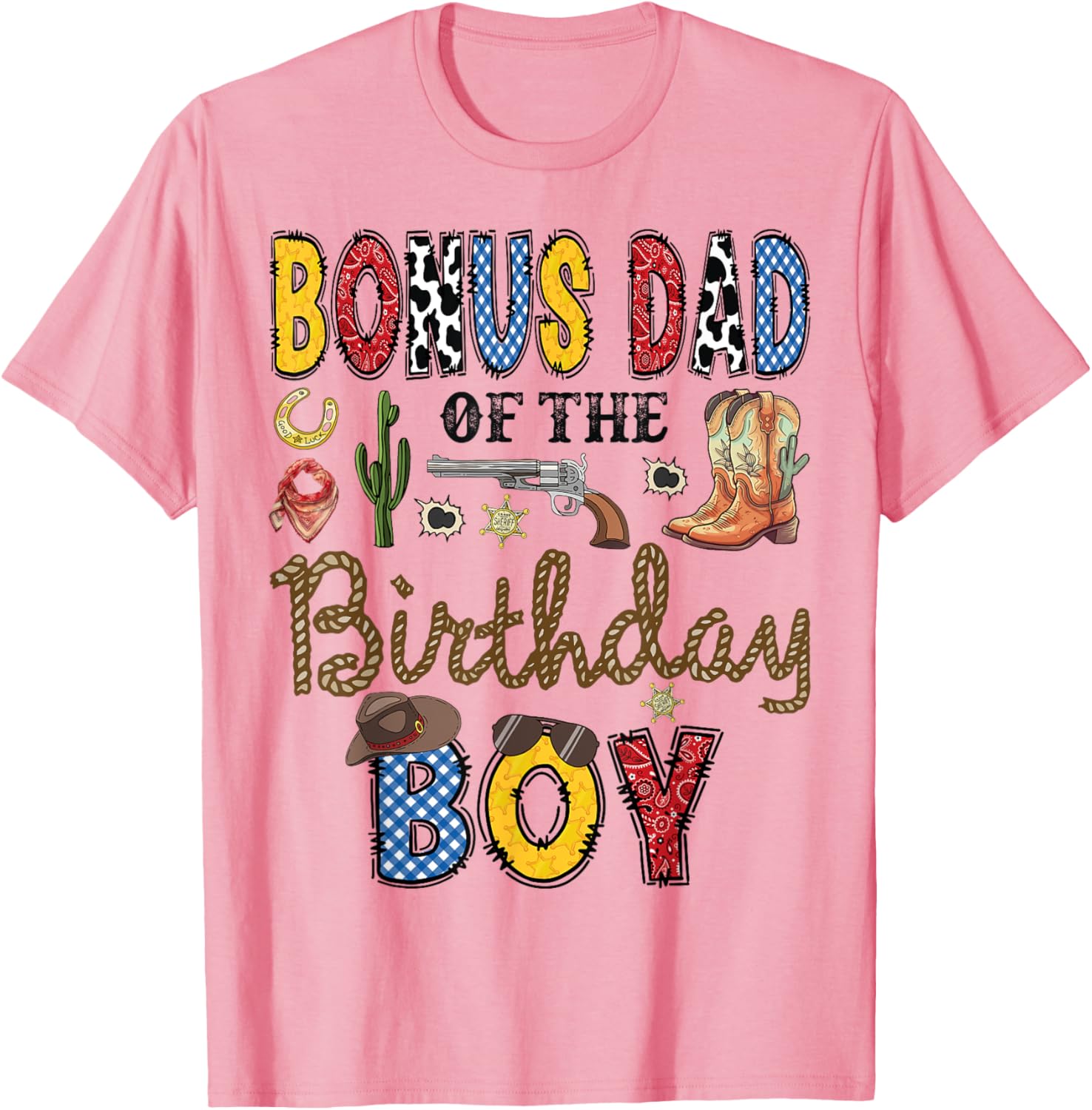 Bonus Dad Birthday Boy Cowboy Rodeo T-Shirt for Proud Stepdads - 8