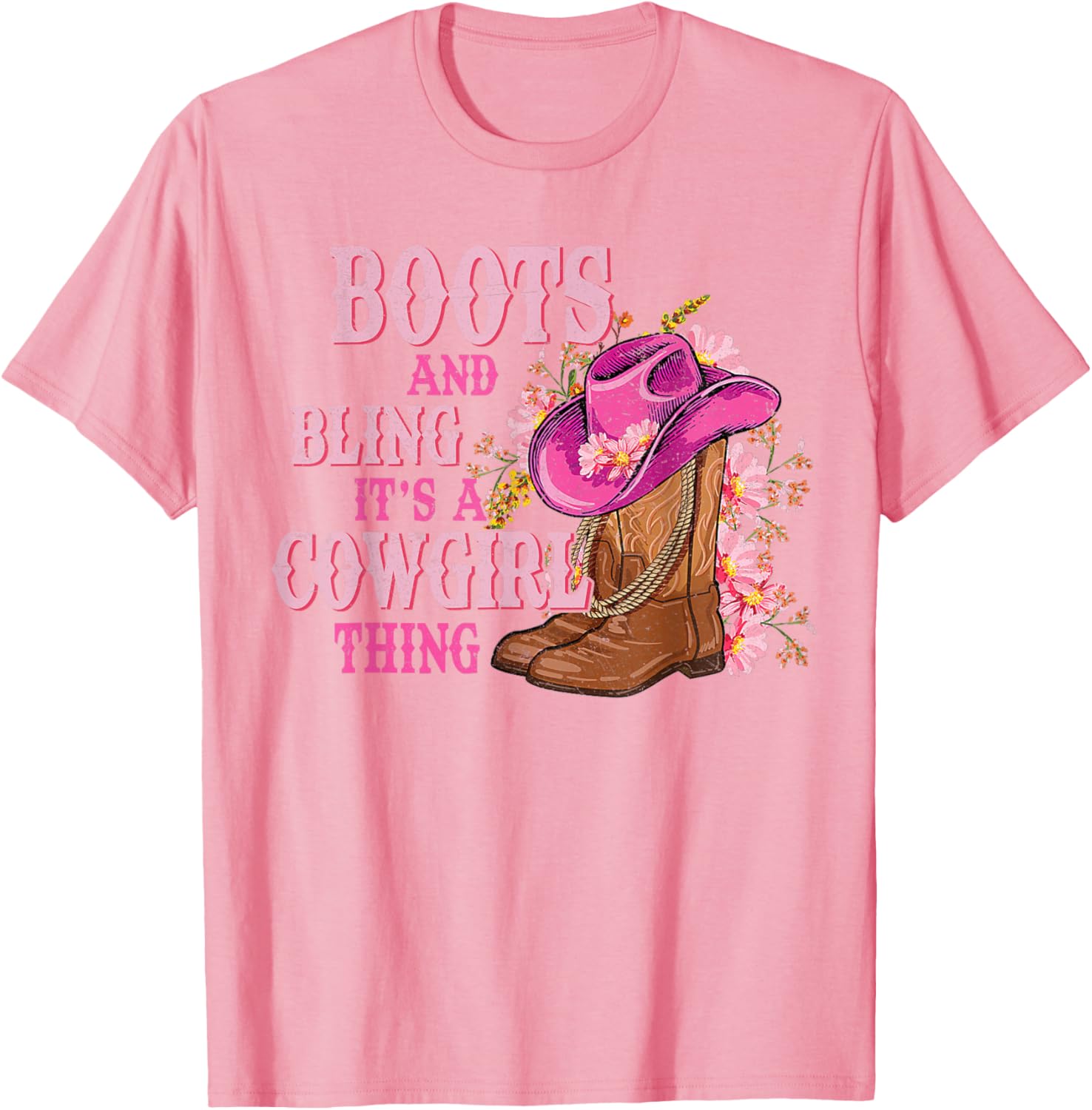 Cowgirl Style Boots and Bling Rodeo Love T-Shirt for Country Girls - 12