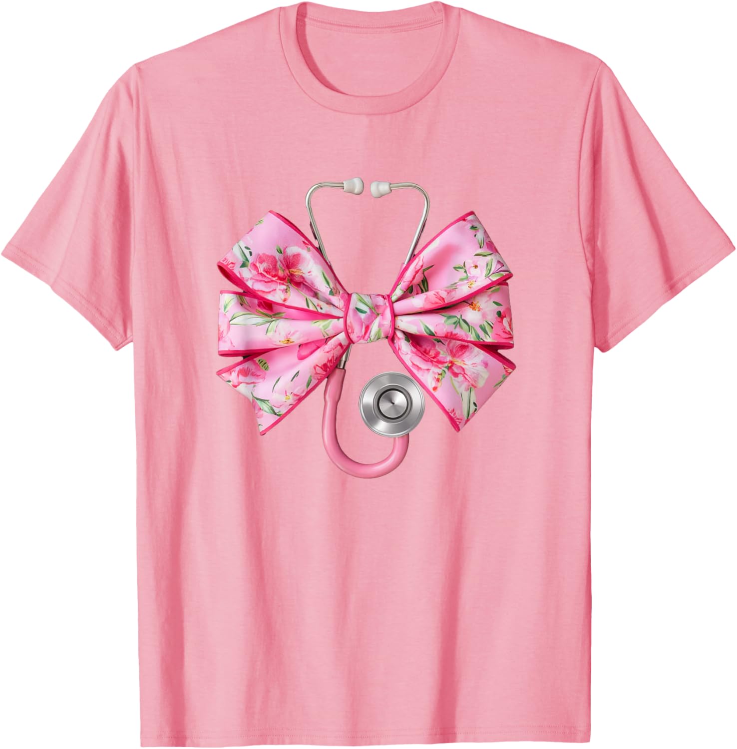 Pink Coquette Nurse Stethoscope Bow T-Shirt for Nurse Appreciation Gift - 9