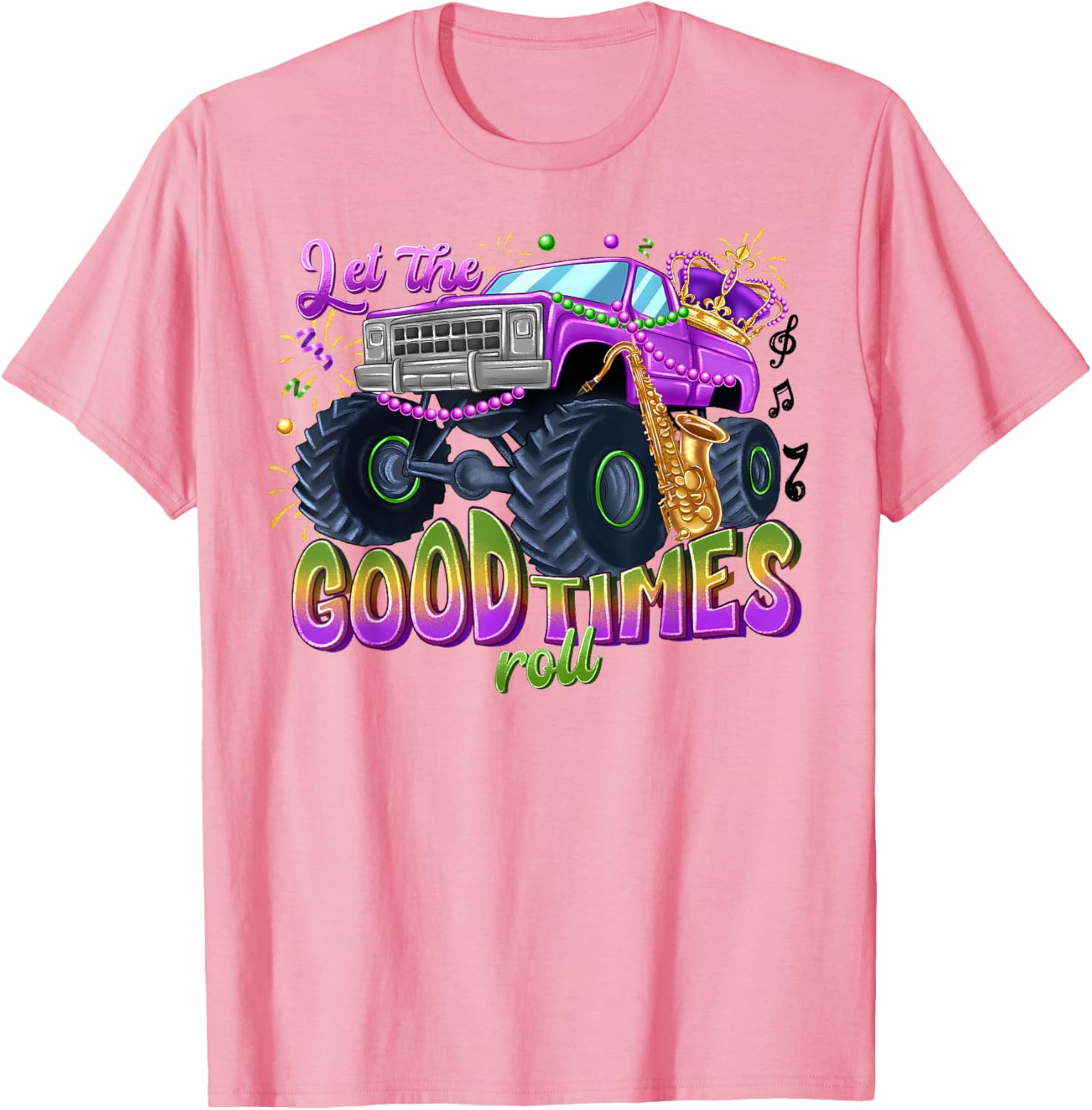 Mardi Gras Monster Truck T-Shirt for Kids Let the Good Times Roll - 6