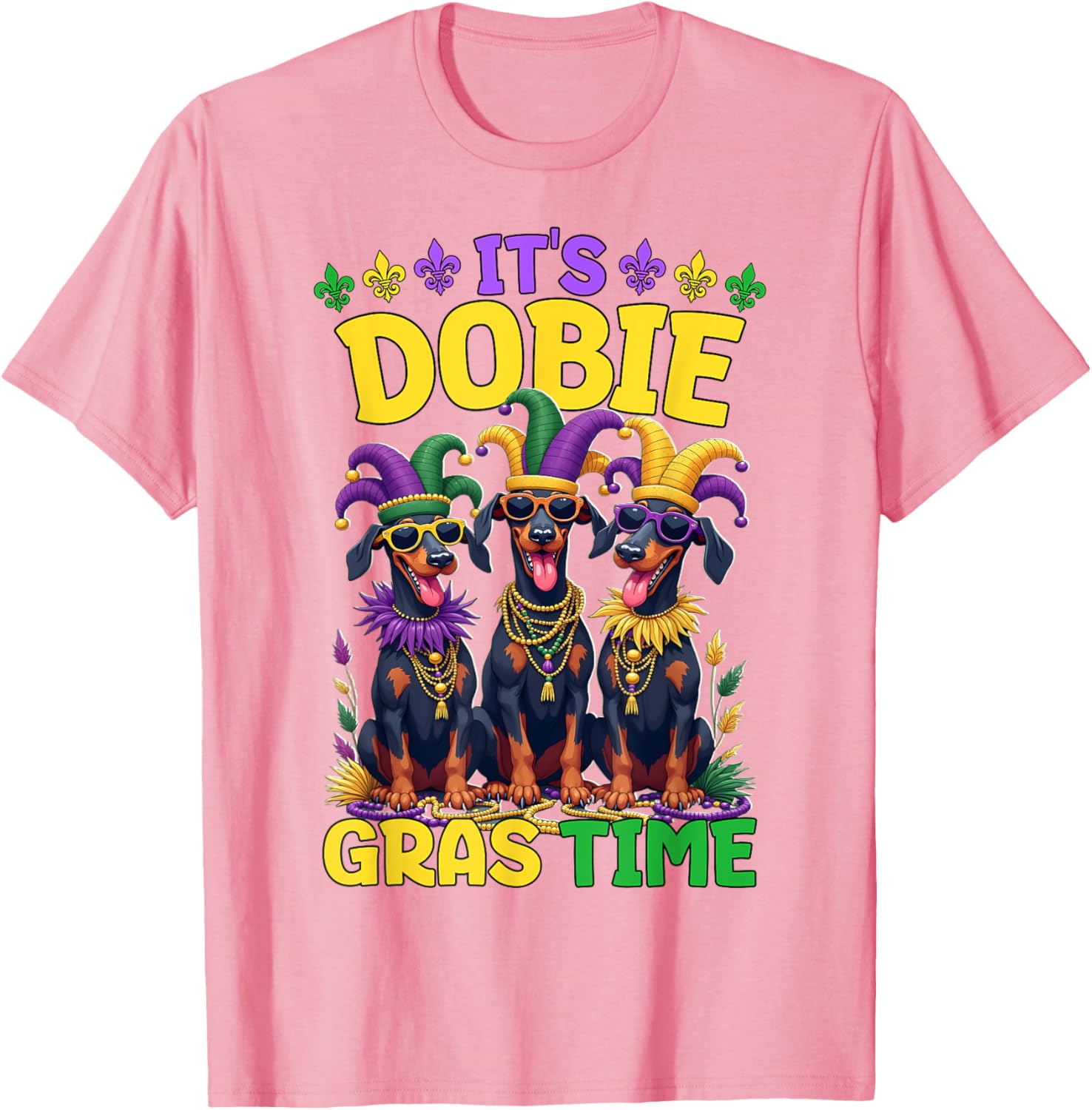 Mardi Gras Doberman T-Shirt Celebrating Carnival Festivities - 21