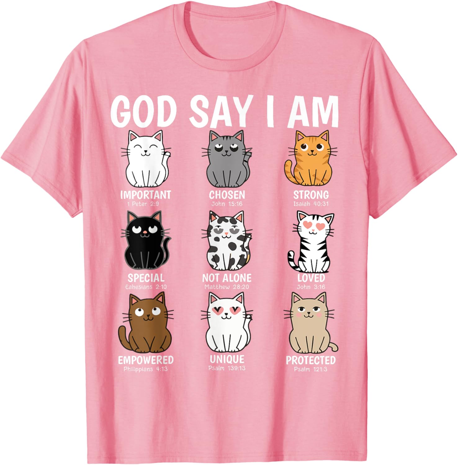 Funny Cats Bible Verse T-Shirt for Men Women Kids - Christian Cat Love - 2