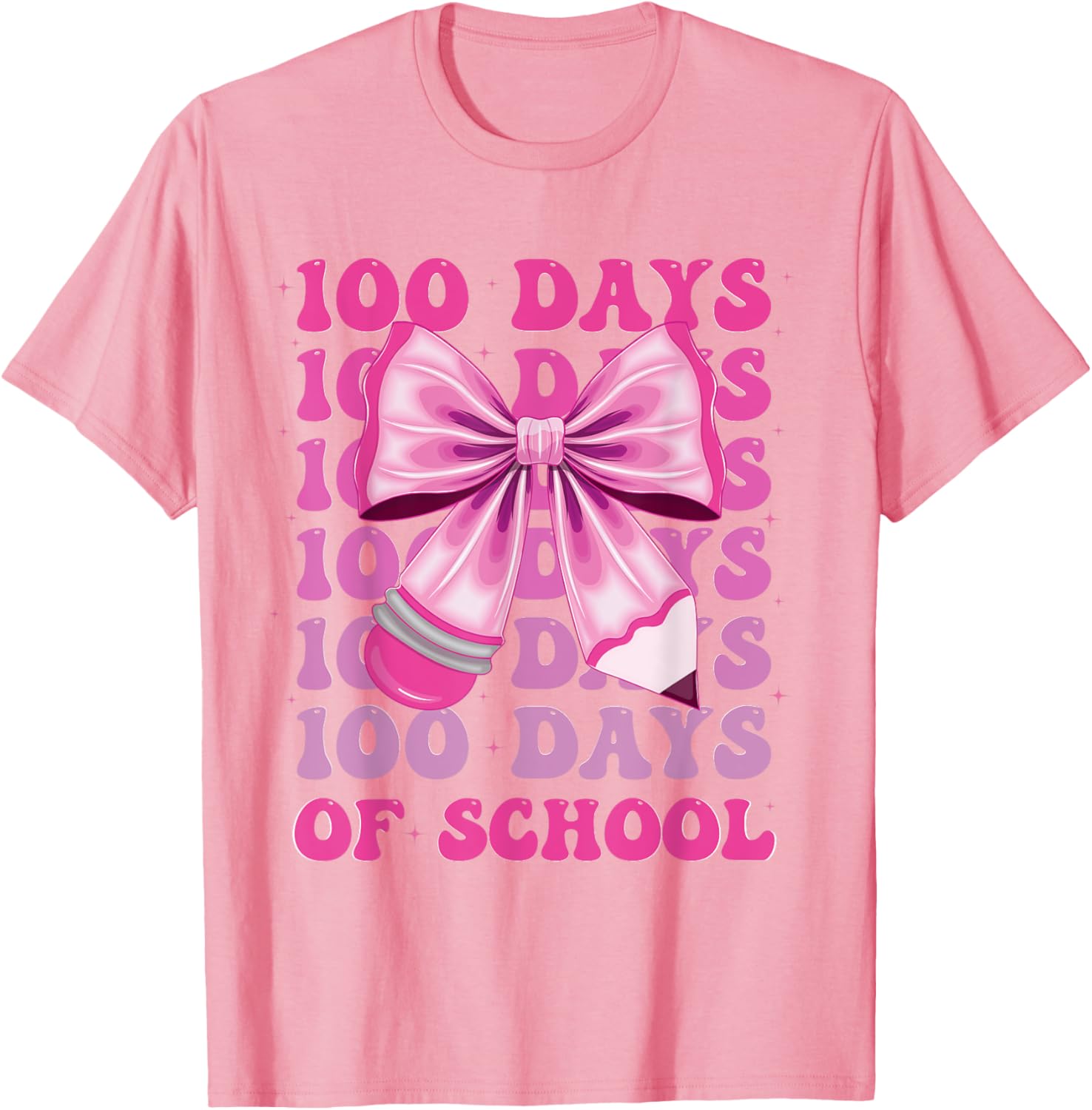 100 Days of School Girls Coquette Bow T-Shirt for Celebrating 100th Day - 10