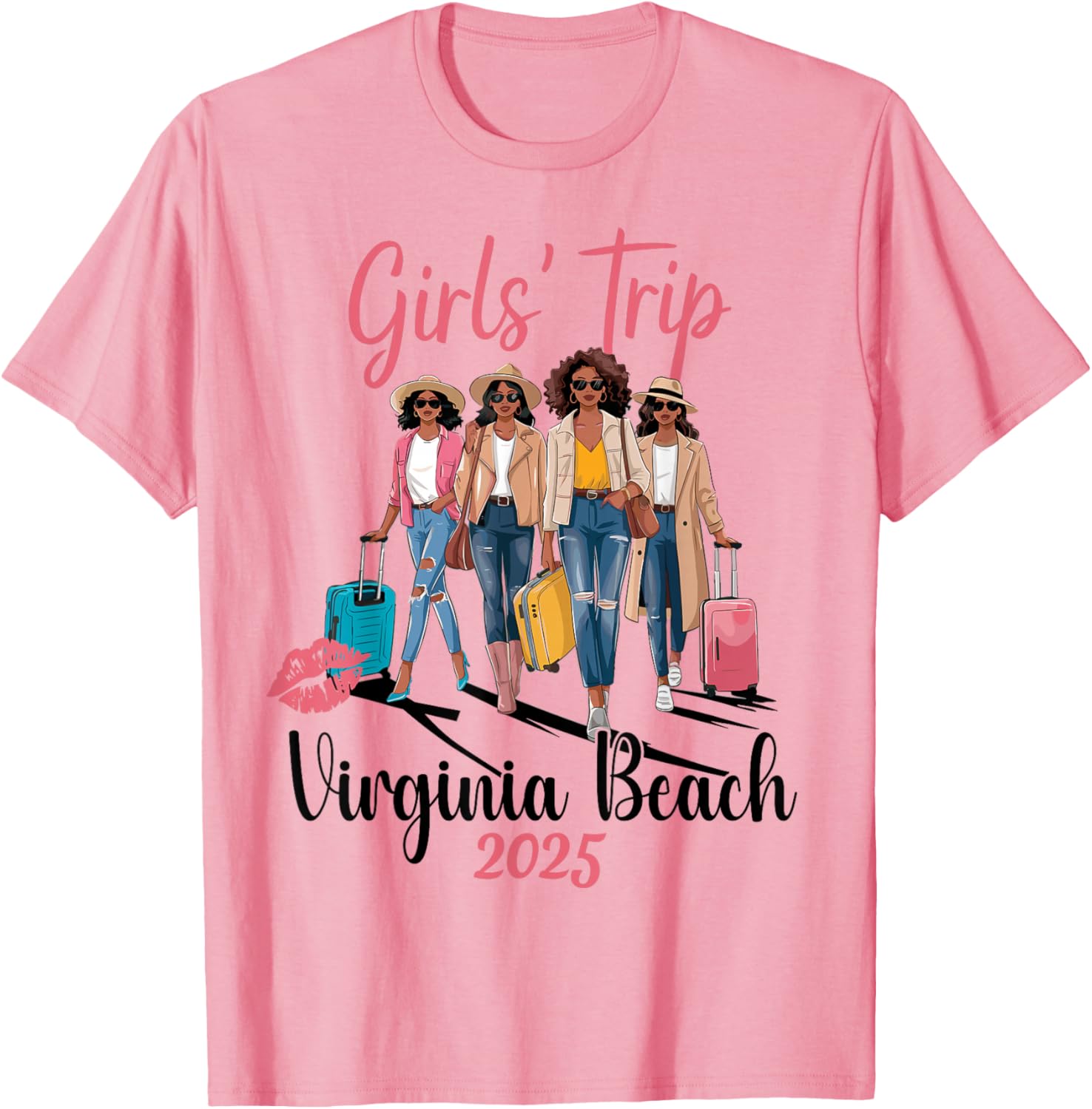 Black Girls Trip Virginia Beach 2025 Vacation Birthday T-Shirt Design - 8