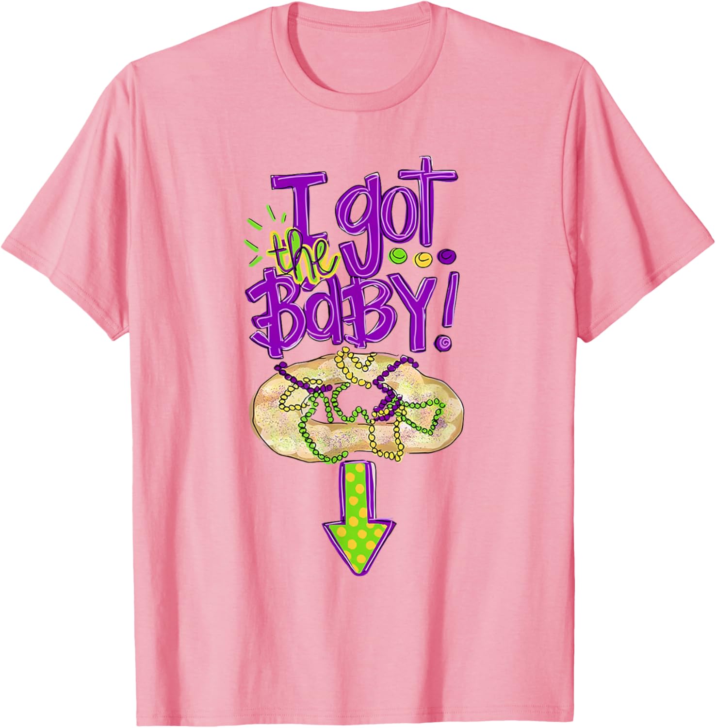 Baby Mardi Gras King Cake Reveal T-Shirt for New Orleans Celebrations - 26