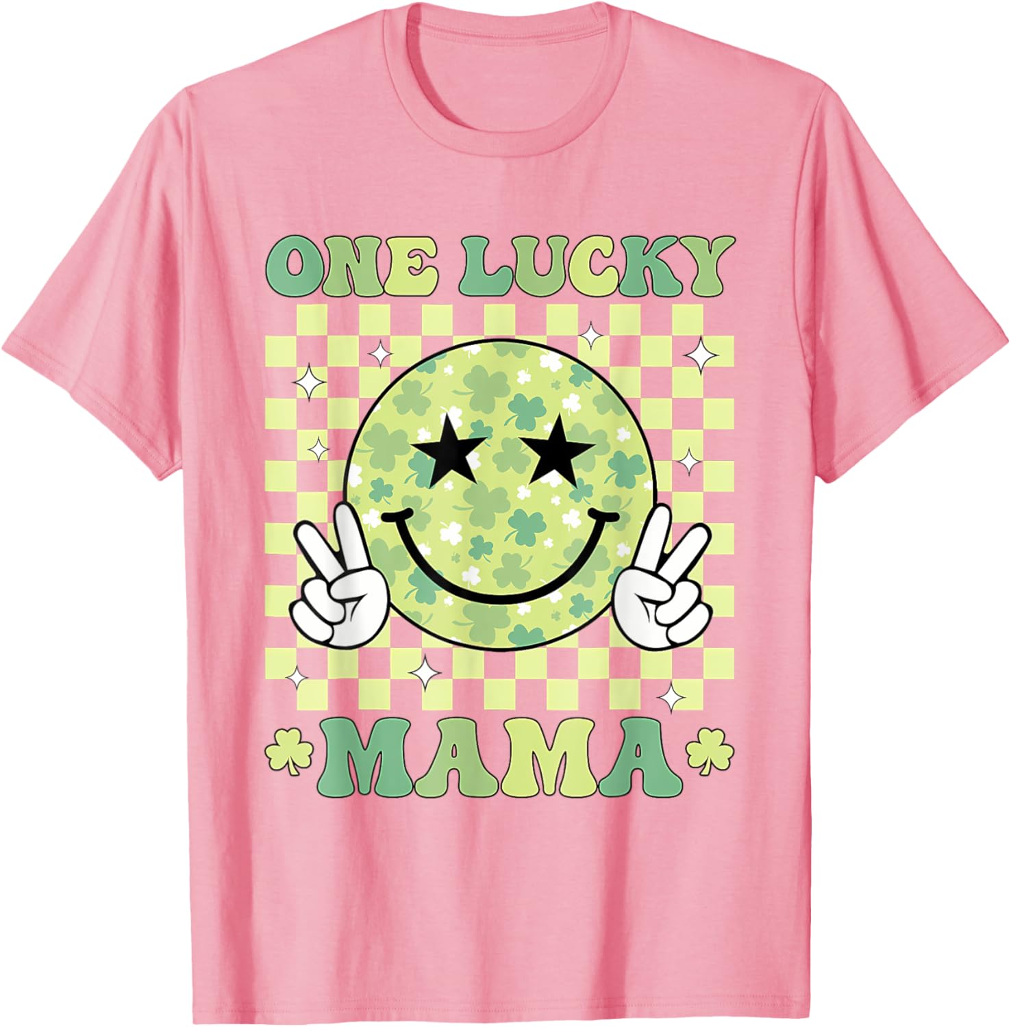 One Lucky Mama St Patricks Day 2025 Retro T-Shirt for Moms - 24