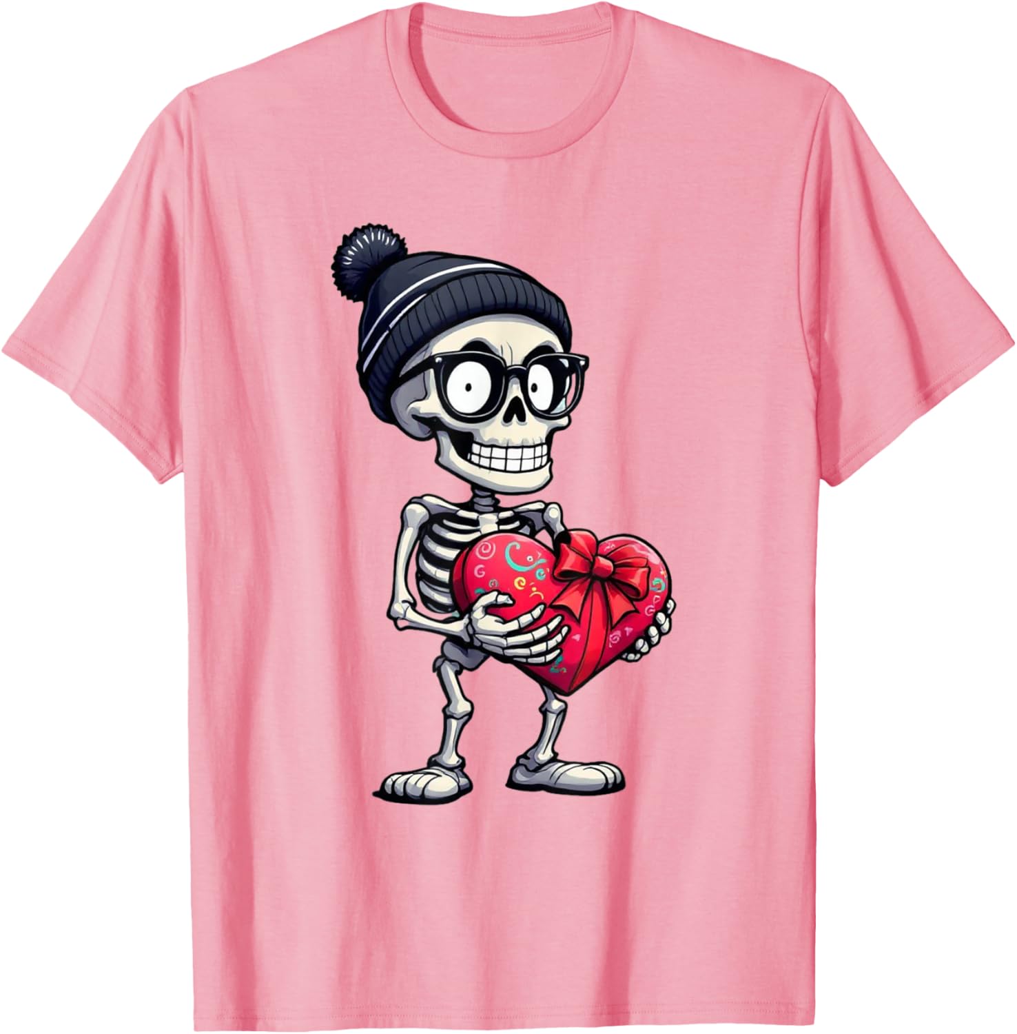 Funny Skeleton Heart Valentine's Day T-Shirt for Men and Women - 1