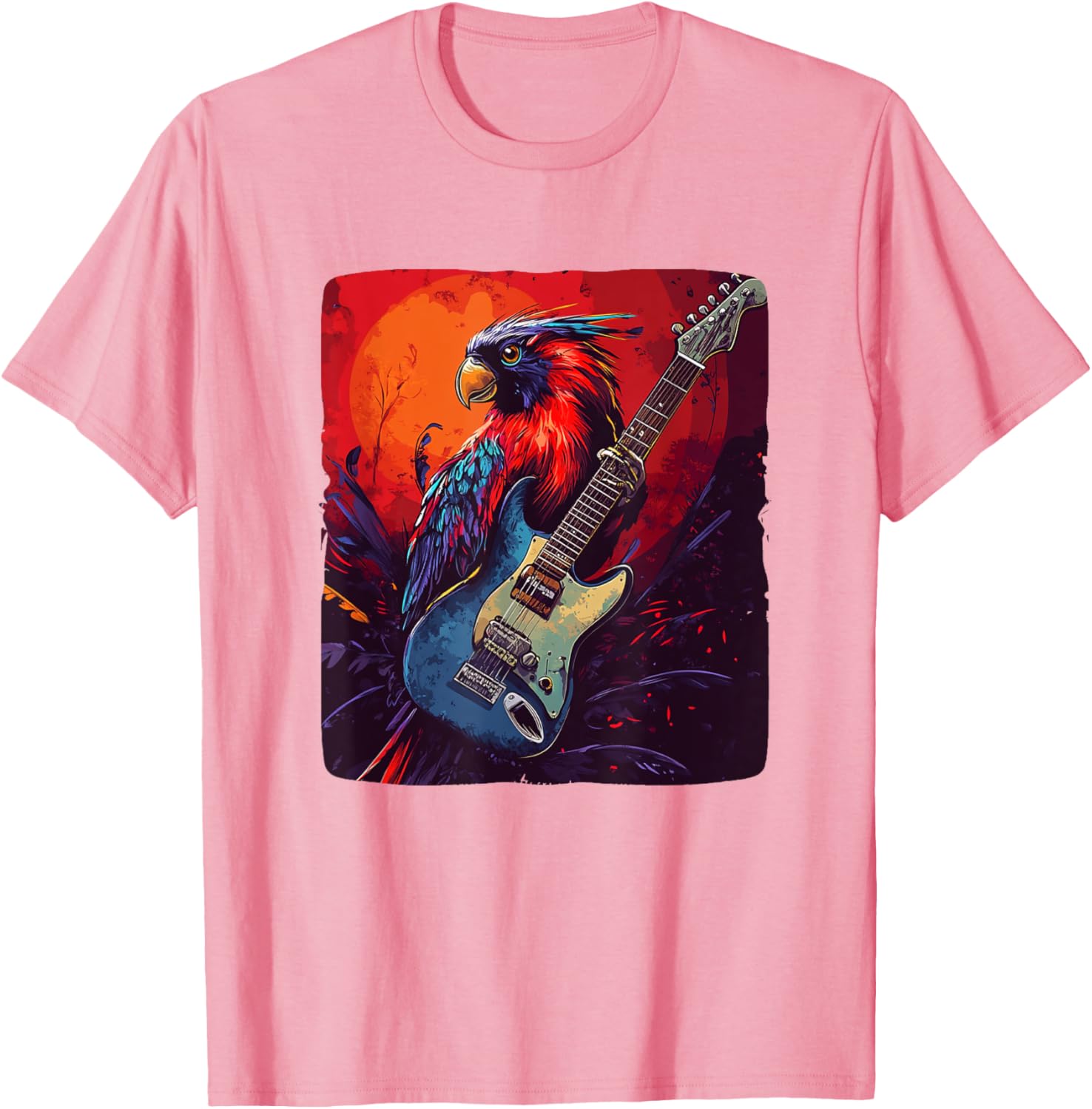 Trendy Rock Vibes Electric Guitar Bird T-Shirt for Music Lovers - 10