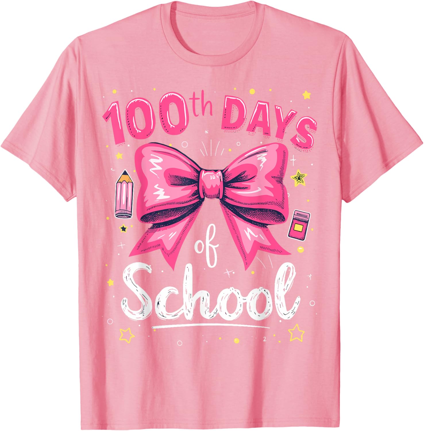100 Days of School Teacher Coquette Bow T-Shirt for 100th Day Celebration - 17