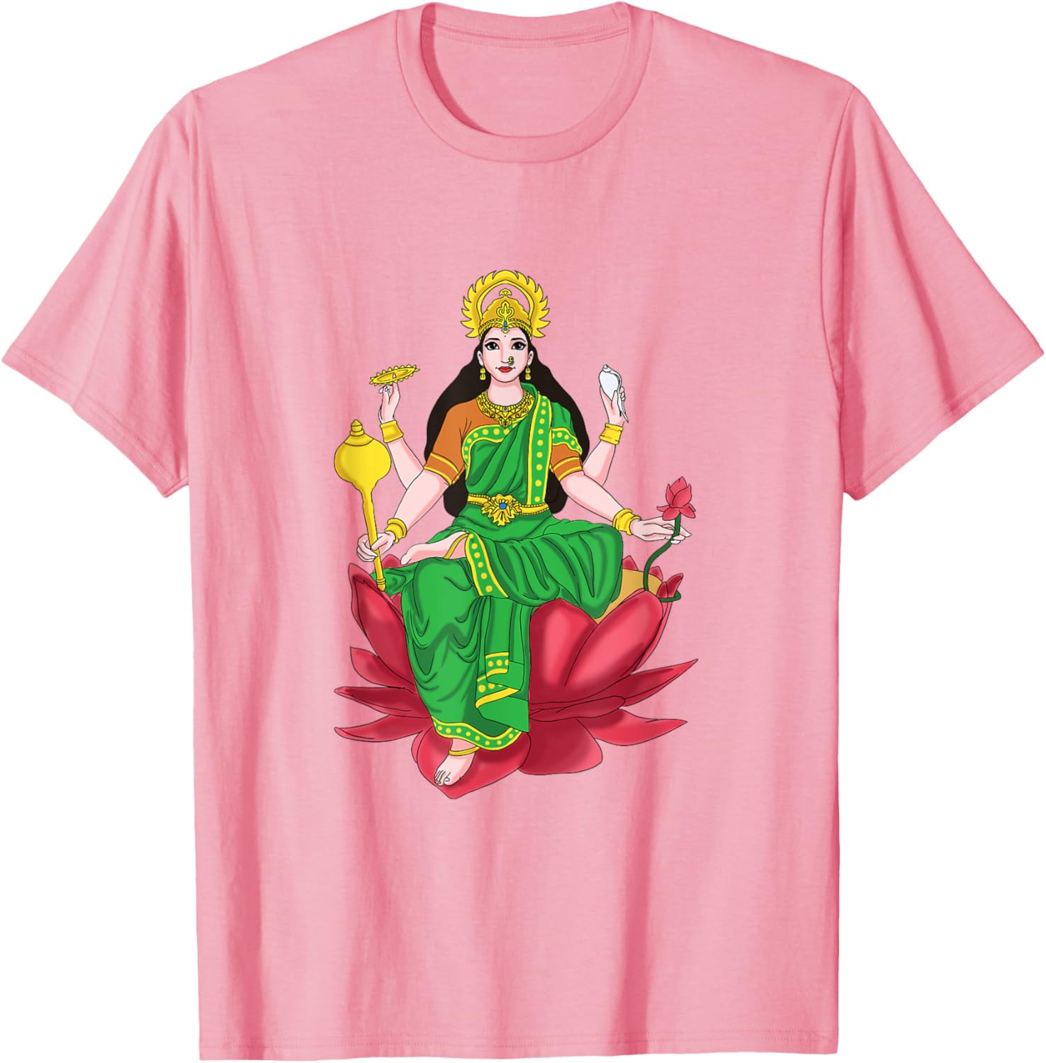 Laxmi Mata Diwali T-Shirt with Lotus Illustration for Pooja Celebrations - 21