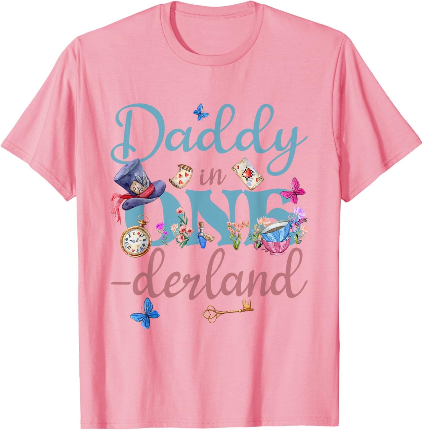 Alice in ONEderland Daddy of Birthday Girl T-Shirt for Celebrations - 26