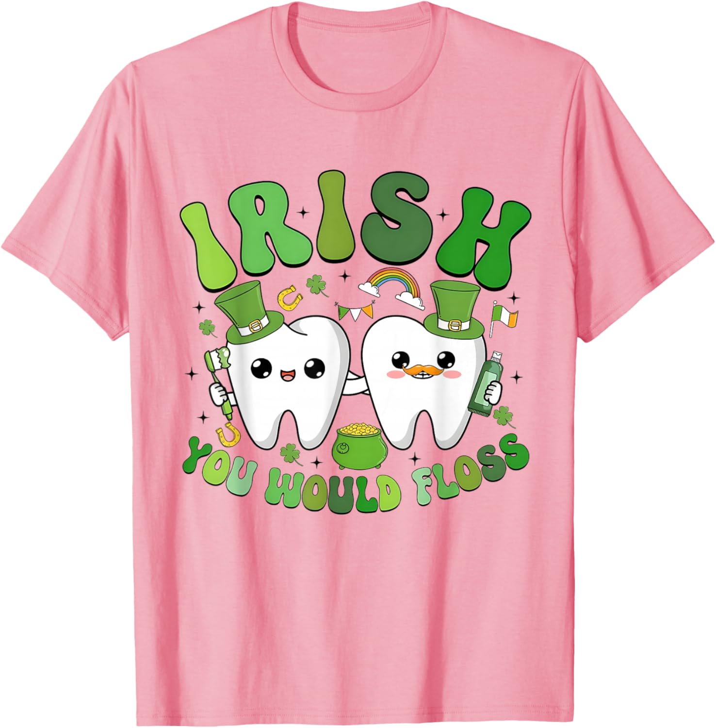 Groovy Retro St Patricks Day You Would Floss Dentist T-Shirt for Fun - 6