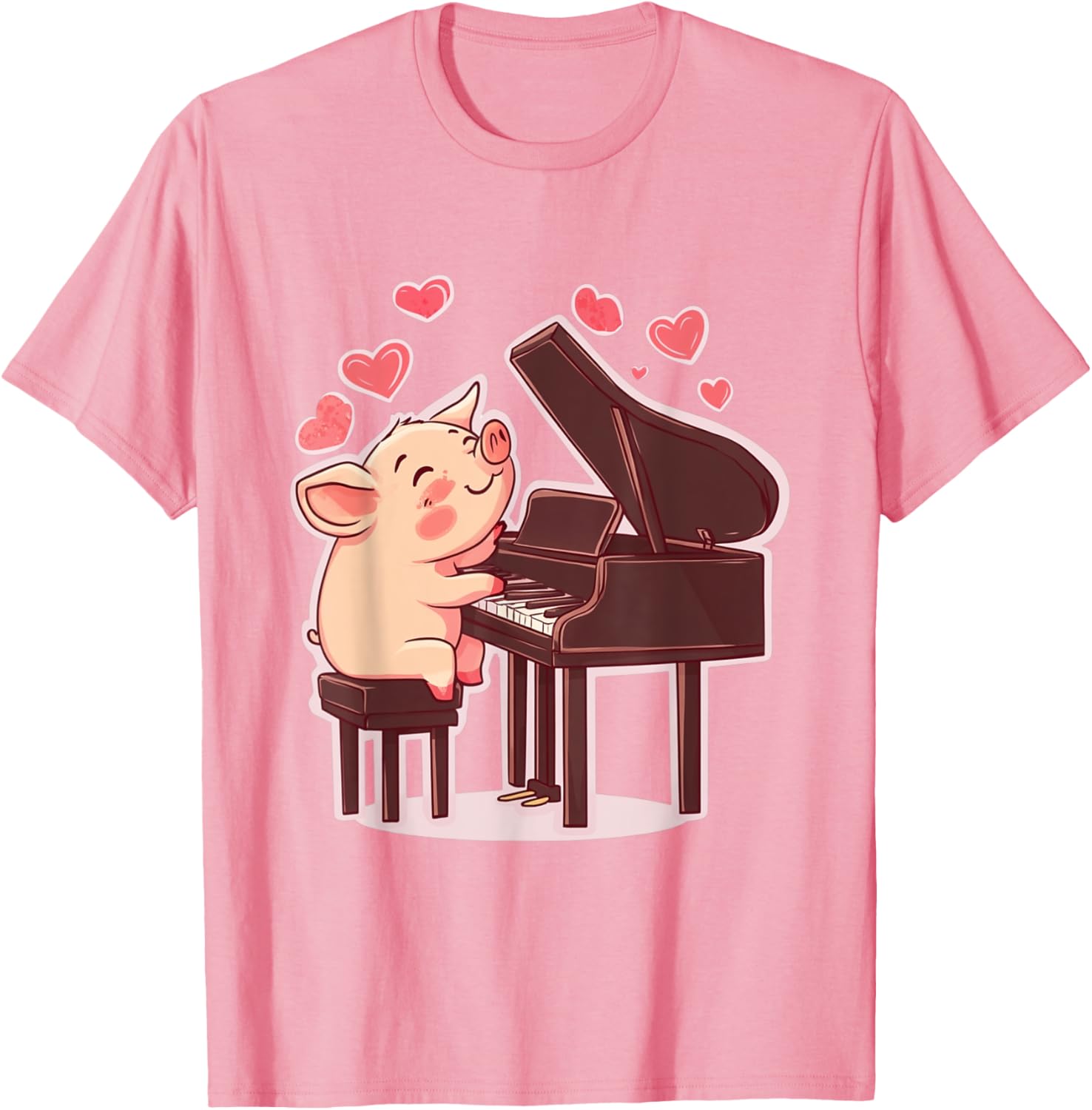 Funny Pig Playing Piano Valentine's Day T-Shirt for Animal Lovers - 4
