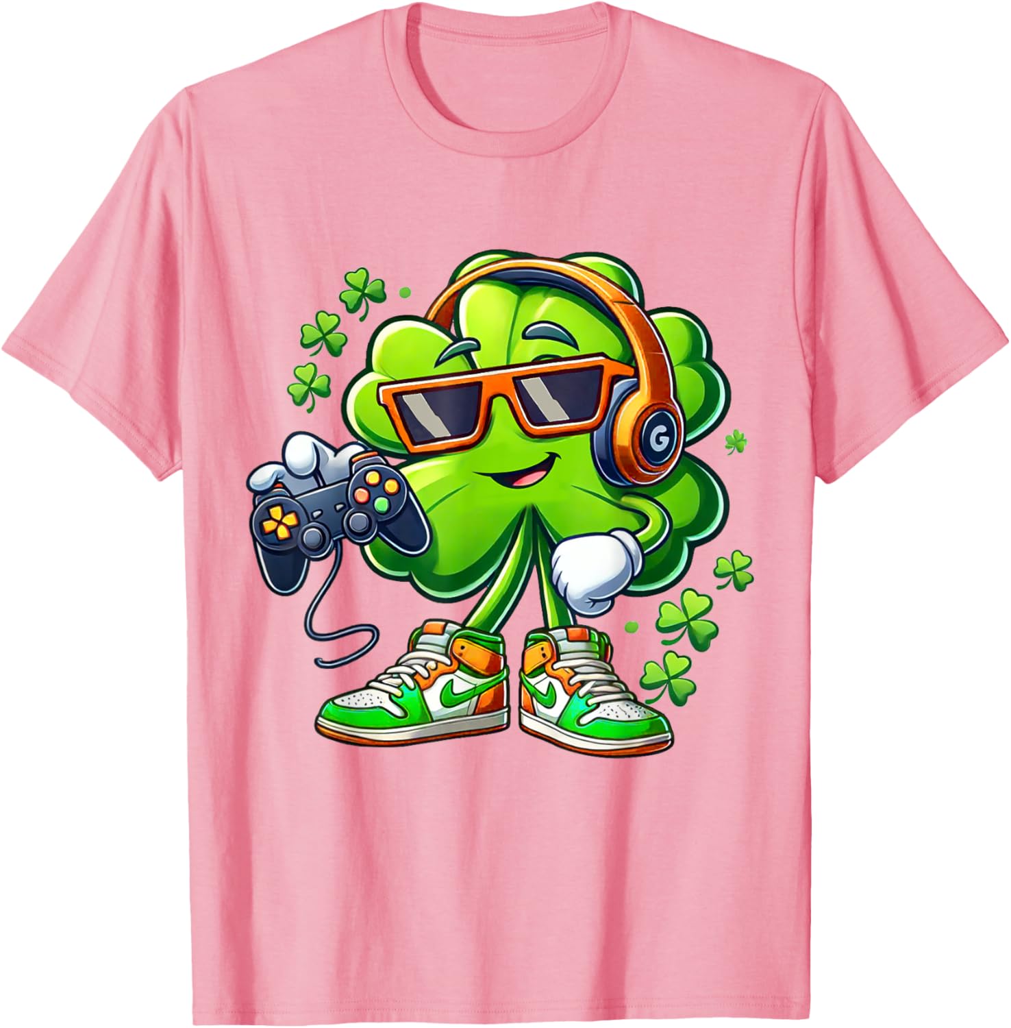 Funny St Patricks Day Gamer T-Shirt for Boys with Shamrock Design - 22