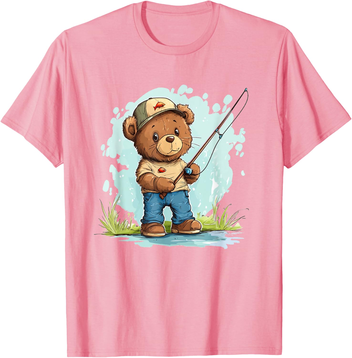 Fishing with Teddy Bear Graphic T-Shirt for Fun Seekers and Adventurers - 4