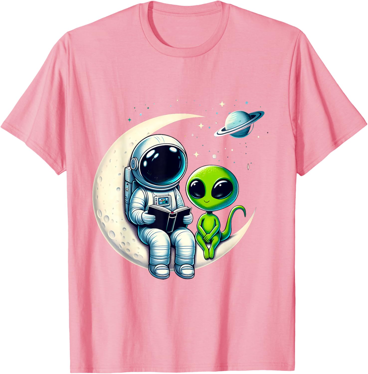 Astronaut Reading to Alien Kids T-Shirt for Space Lovers and Dreamers - 2