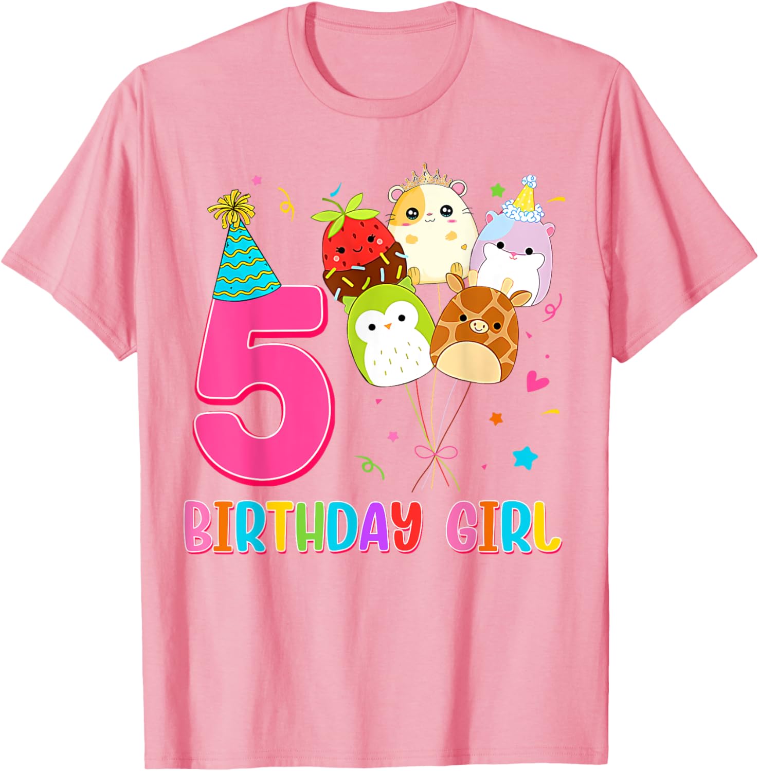 Cute Birthday Girl Squish Squad T-Shirt for 5 Year Old Girls - 10