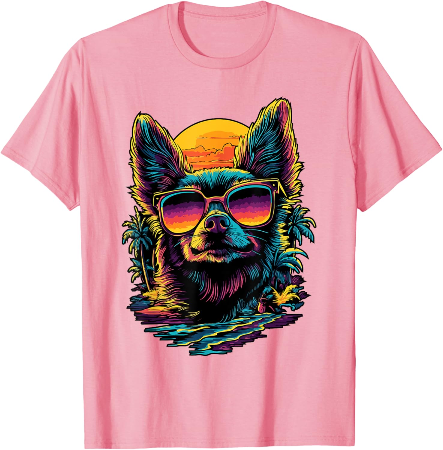 Vintage Sunset Chihuahua T-Shirt for Dog Lovers - Cute Pet Apparel - 20