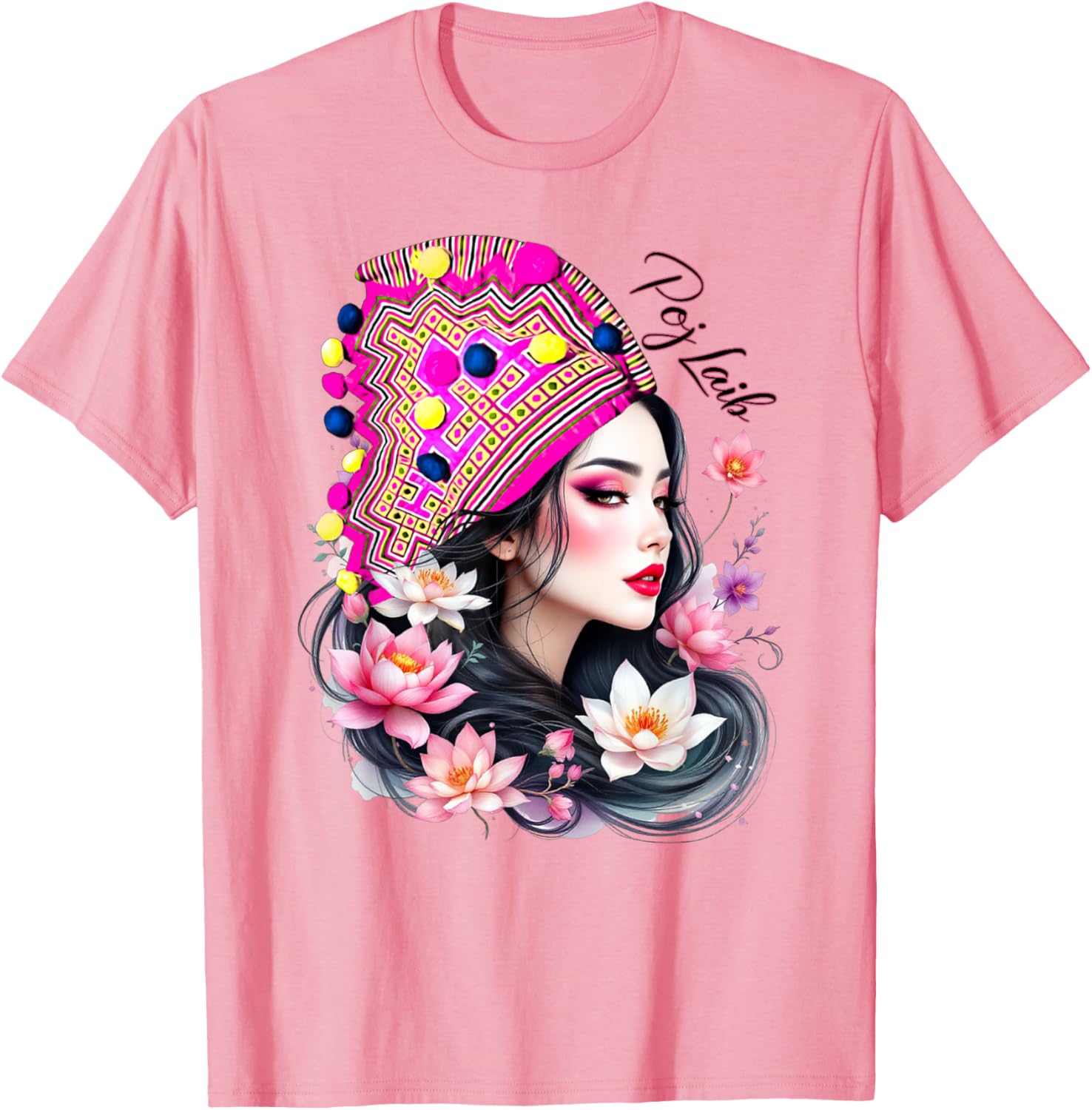 Hmong Proud Floral T-Shirt for Adults and Kids – Lightweight Black Tee - 21