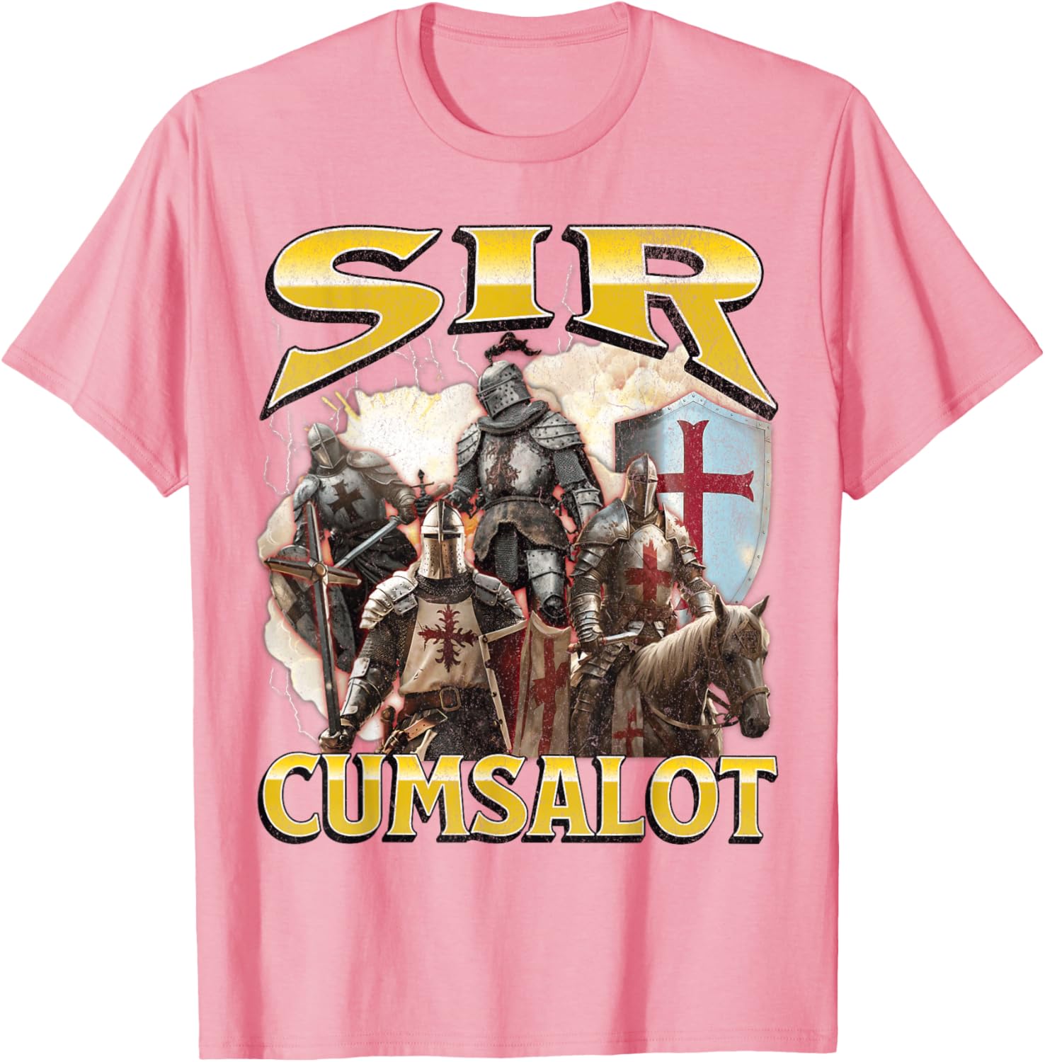 Sir Cumsalot Funny Offensive Knight Meme Graphic T-Shirt for Adults - 27