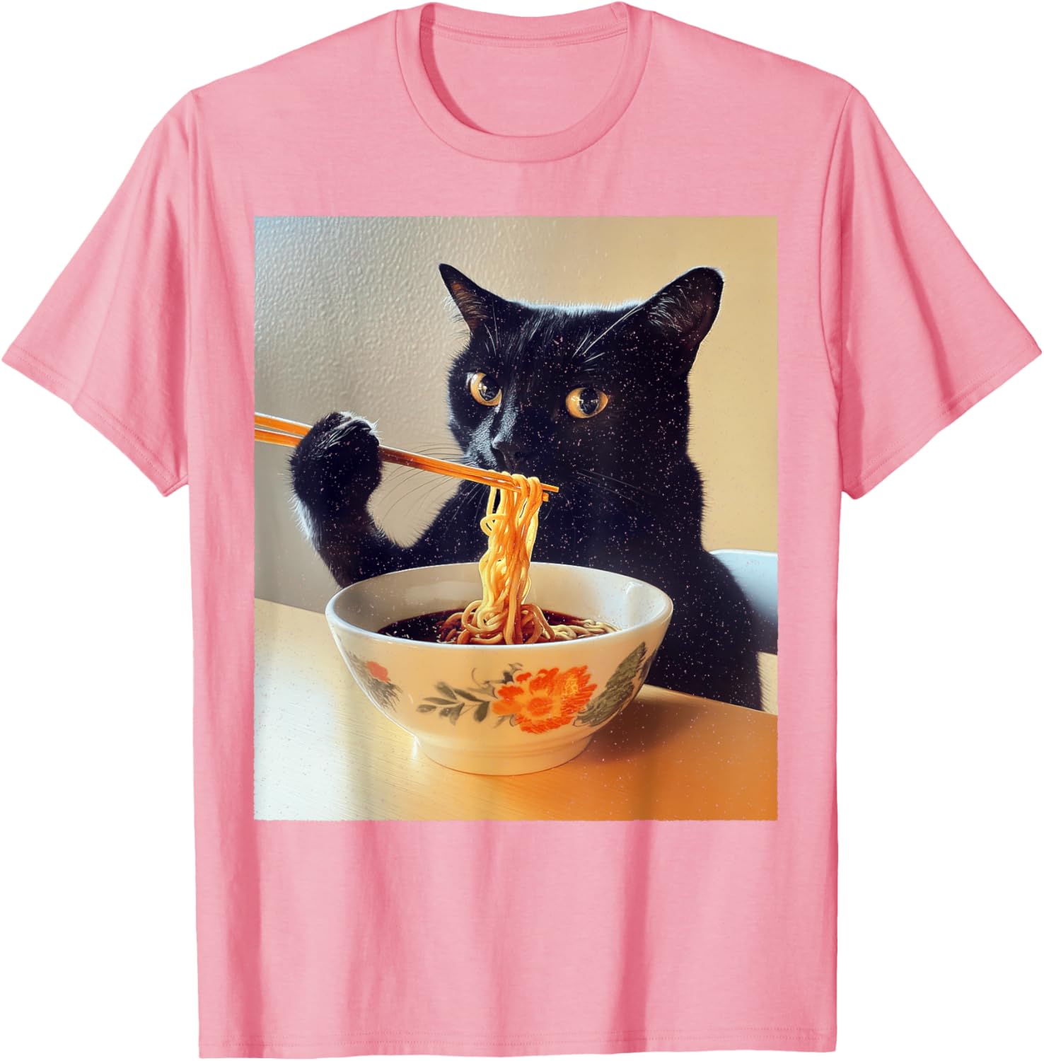 Funny Black Cat Ramen Lover T-Shirt for Noodle Enthusiasts - 27