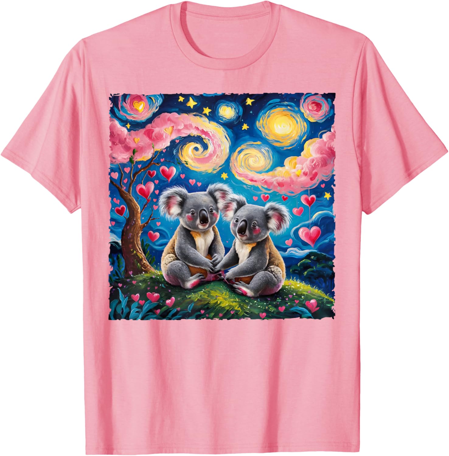 Koala Bear Van Gogh Starry Night T-Shirt for Romantic Couples - 19