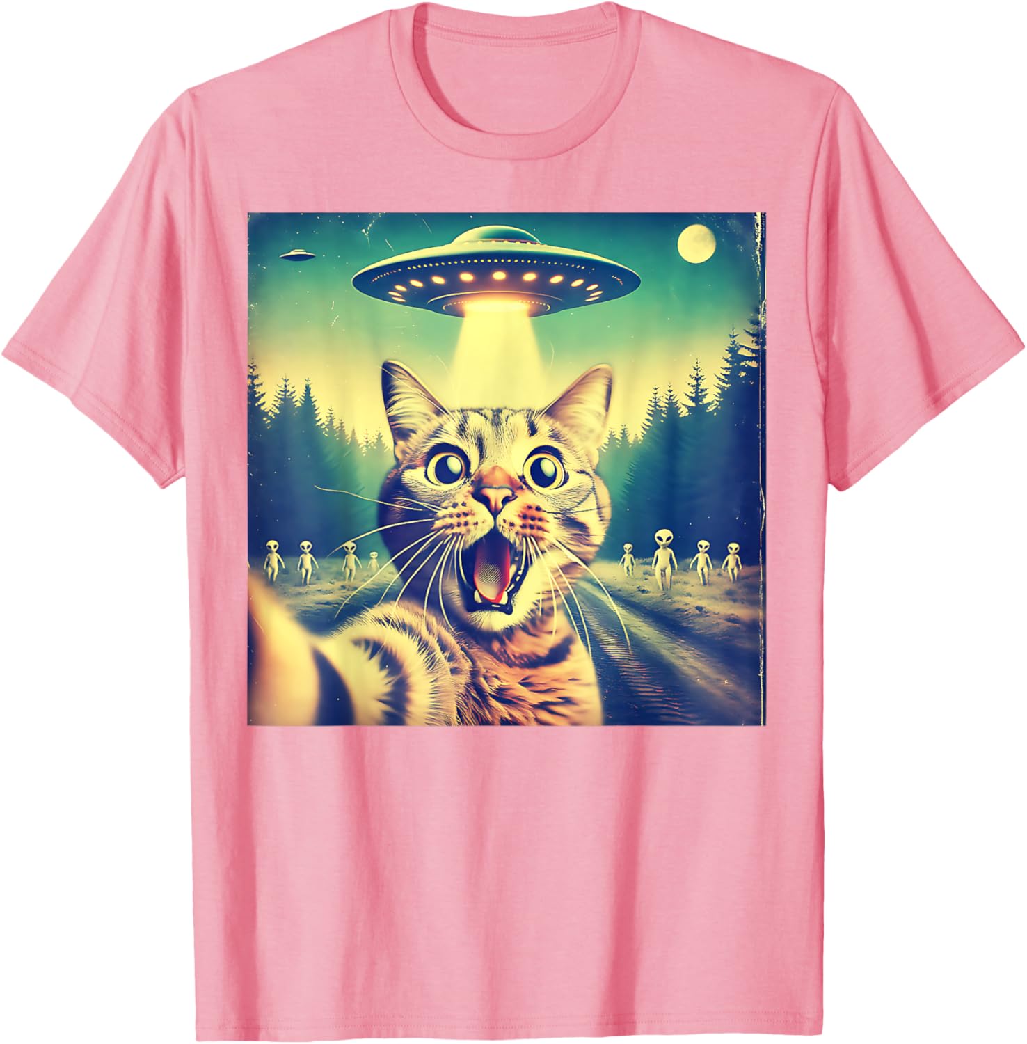 Funny Cat Selfie with Alien UFO Cute T-Shirt for Cat Lovers of All Ages - 12