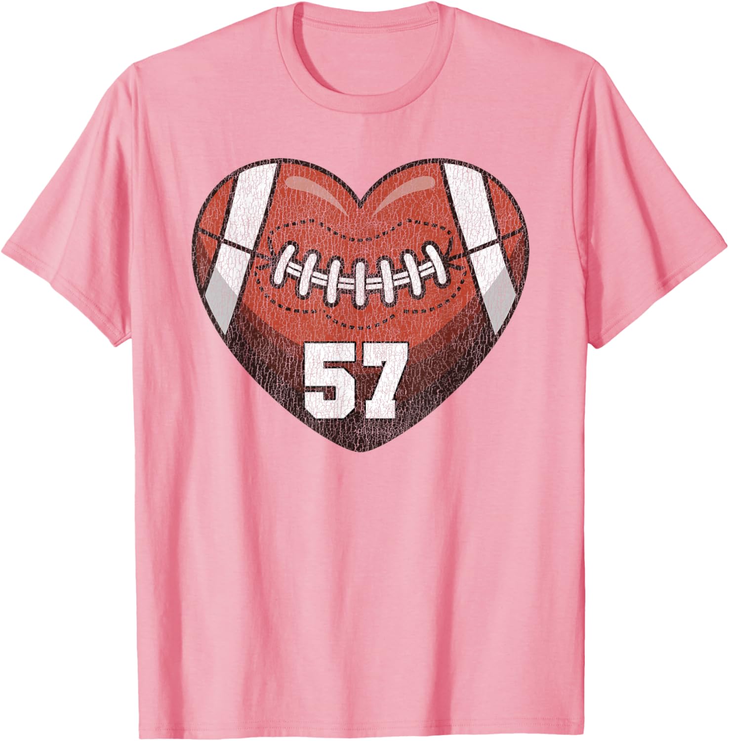 Football Number 57 Distressed Heart T-Shirt for Proud Football Moms - 26