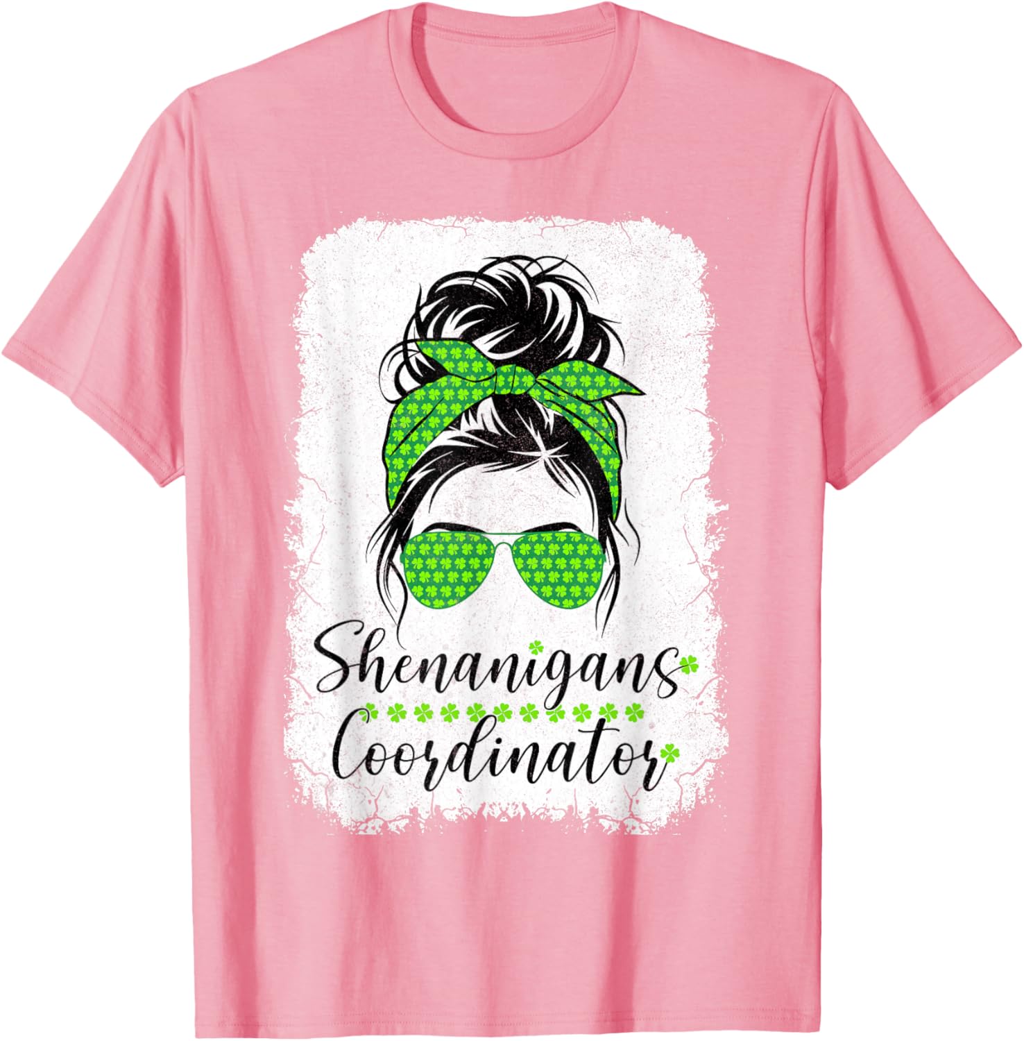Shenanigans Coordinator Messy Bun St Patricks Day T-Shirt for Women - 19