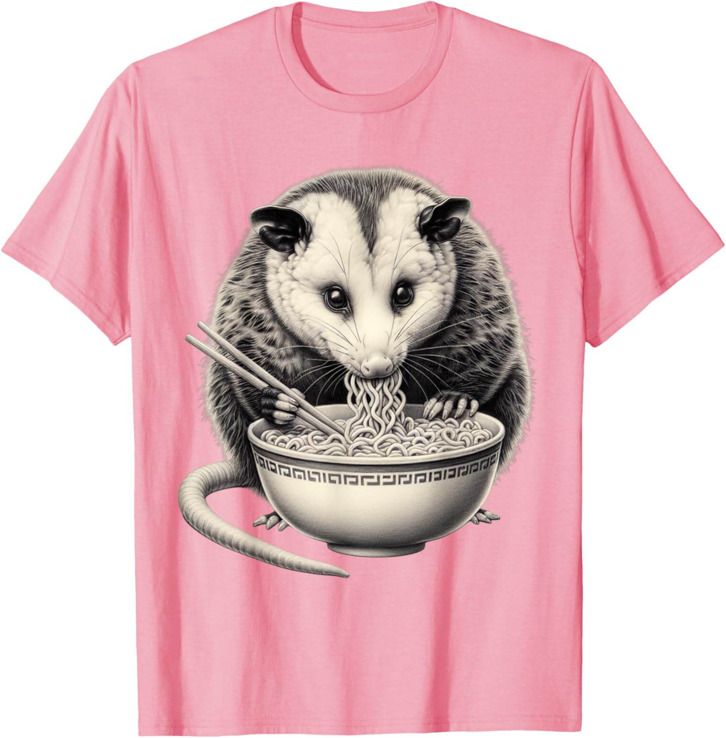 Opossum Eating Ramen Bowl T-Shirt Perfect for Food Lovers and Animal Fans - 22