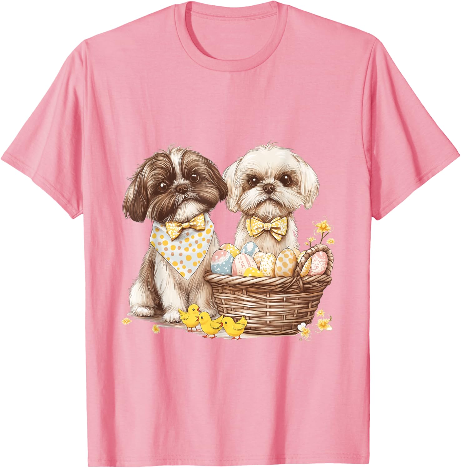 Happy Easter Shih Tzu Dog T-Shirt with Eggs and Chicks for Fun Celebrations - 16