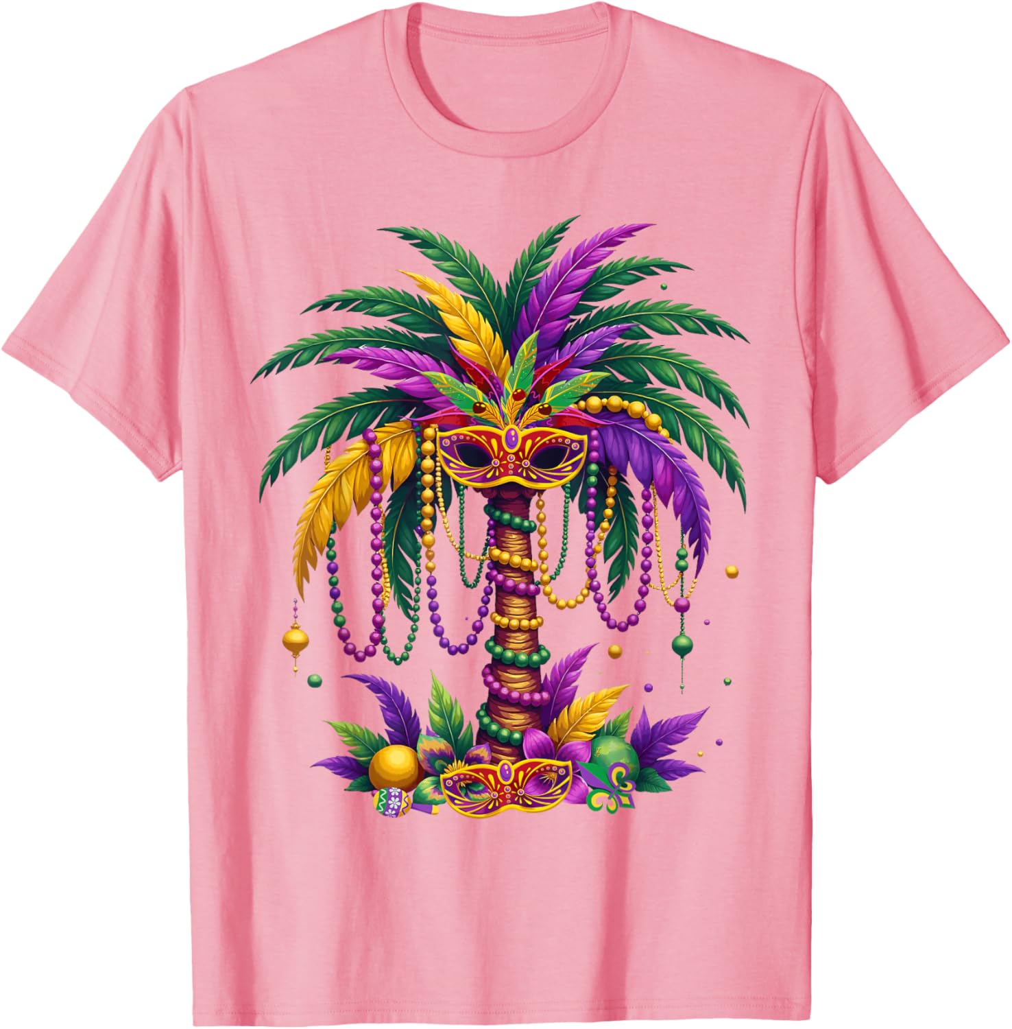 Funny Palm Tree and Beads T-Shirt for Mardi Gras Tropical Parties - 2