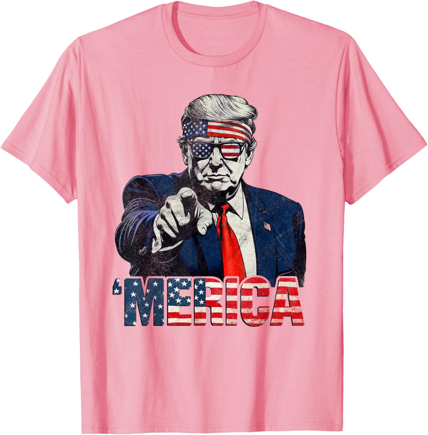 Happy 4th of July Merica Trump American Flag T-Shirt for Celebrations - 14